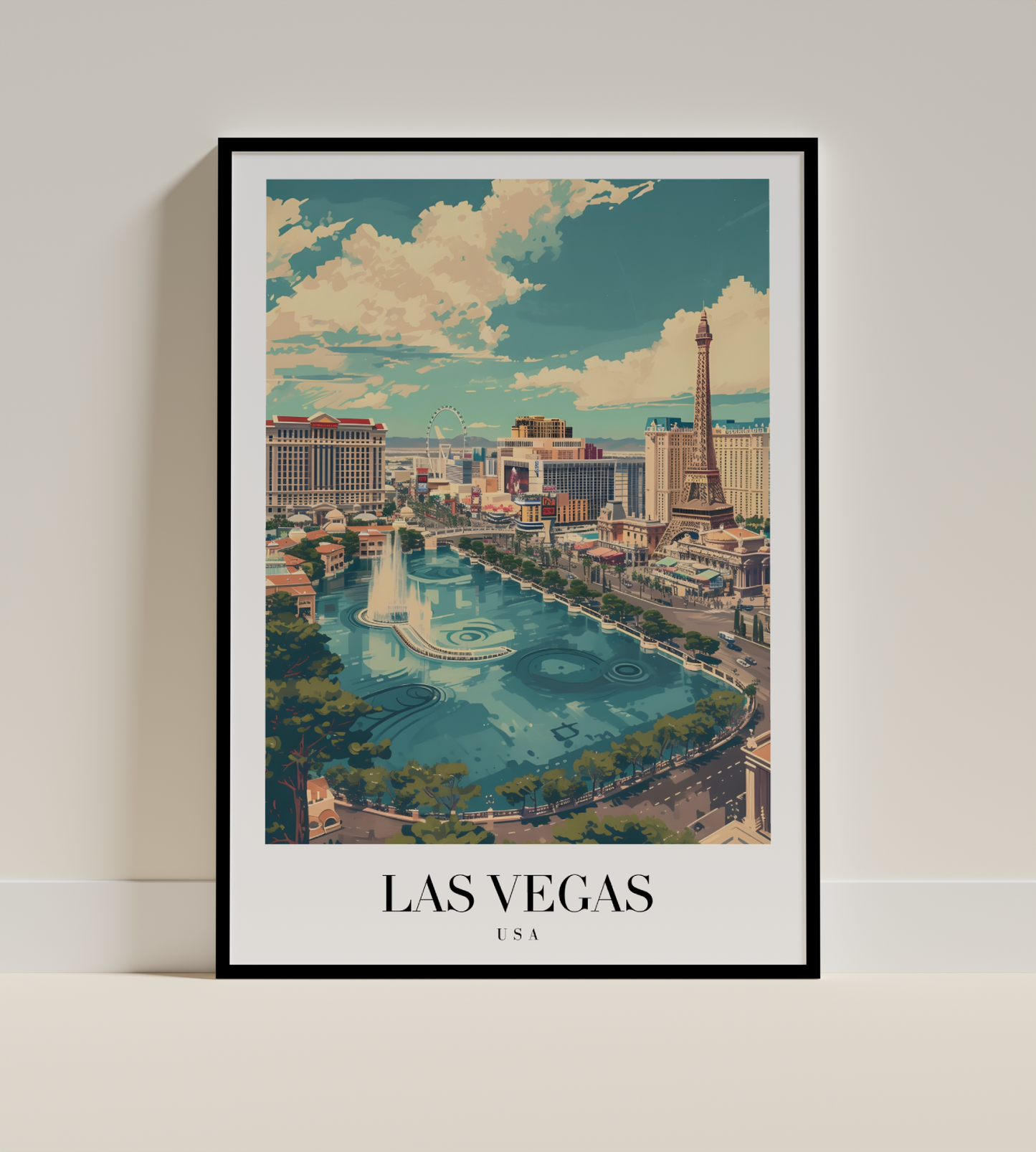 Las Vegas Skyline Art Print – USA Retro City Poster