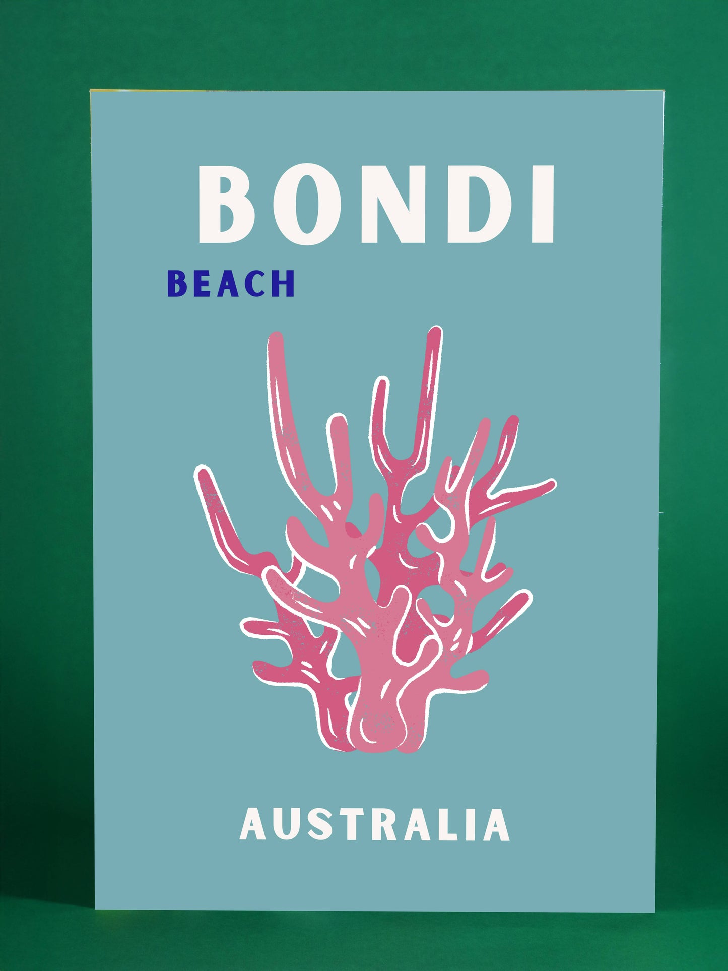 Bondi Beach Australia Poster – Modern Coral Artwork