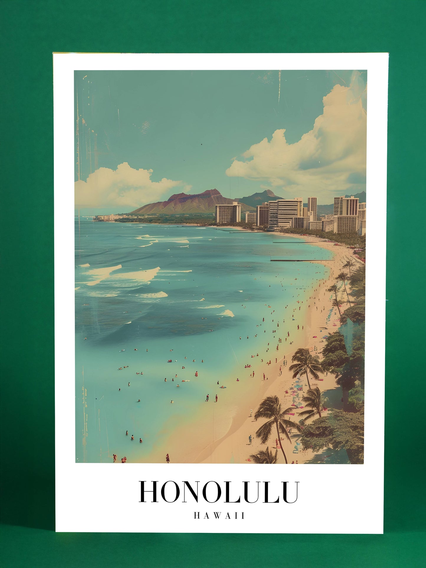 Honolulu Beach Poster – Tropical Paradise Hawaii Wall Decor