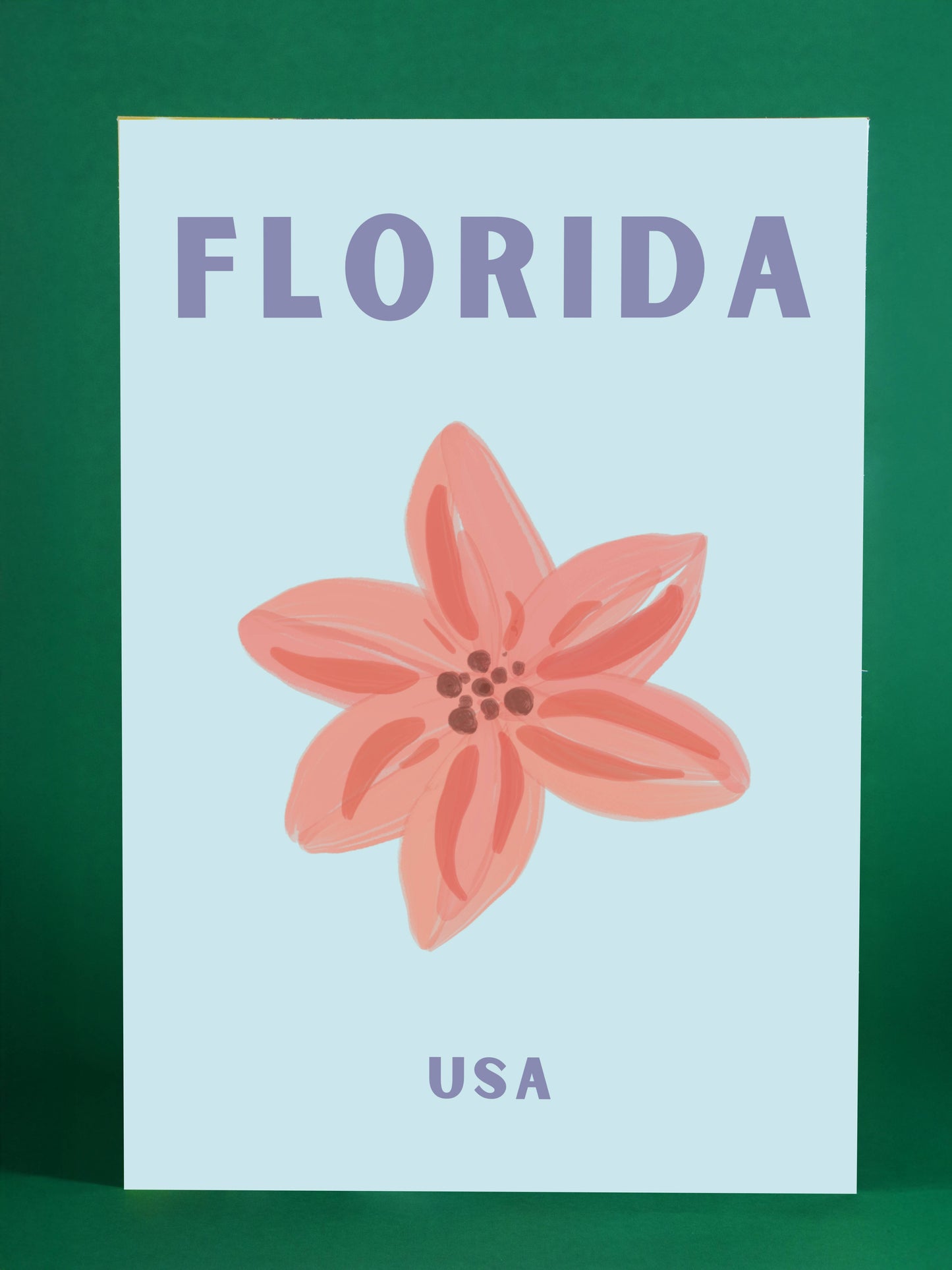 Florida USA Flower Poster – Soft Botanical Wall Print