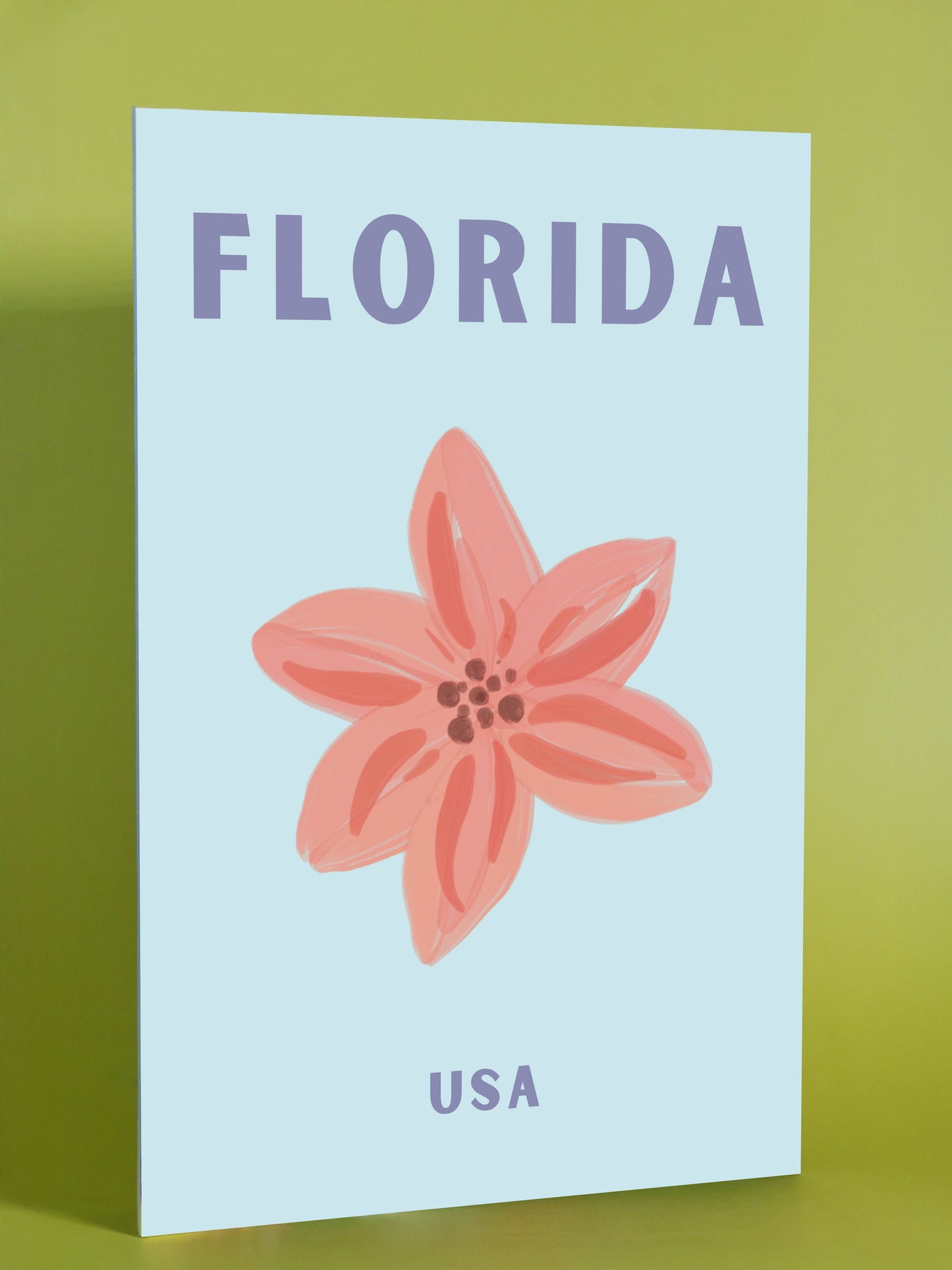Florida USA Flower Poster – Soft Botanical Wall Print