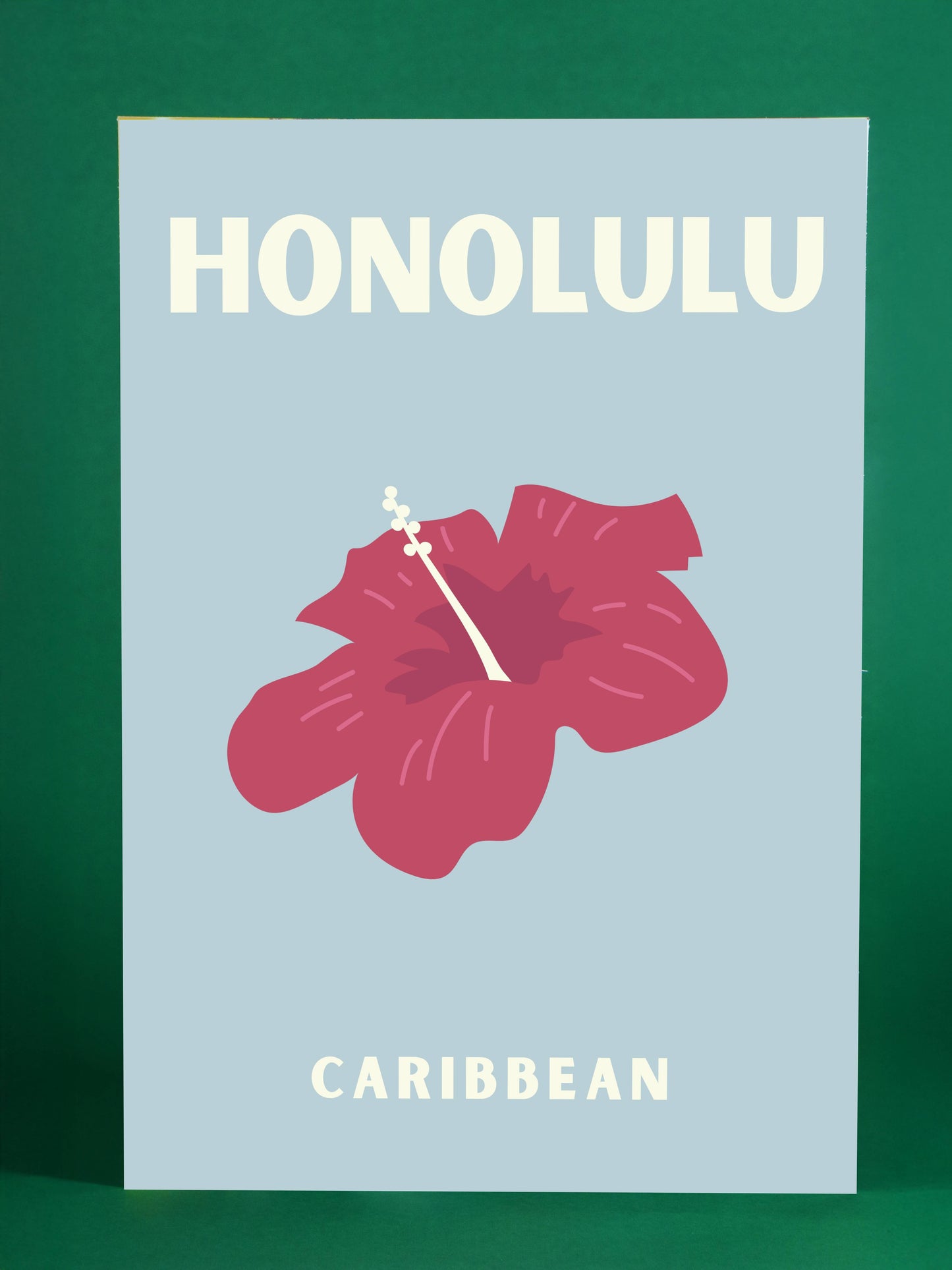 Honolulu Poster – Hibiscus Flower Print, Tropical Caribbean Wall Art