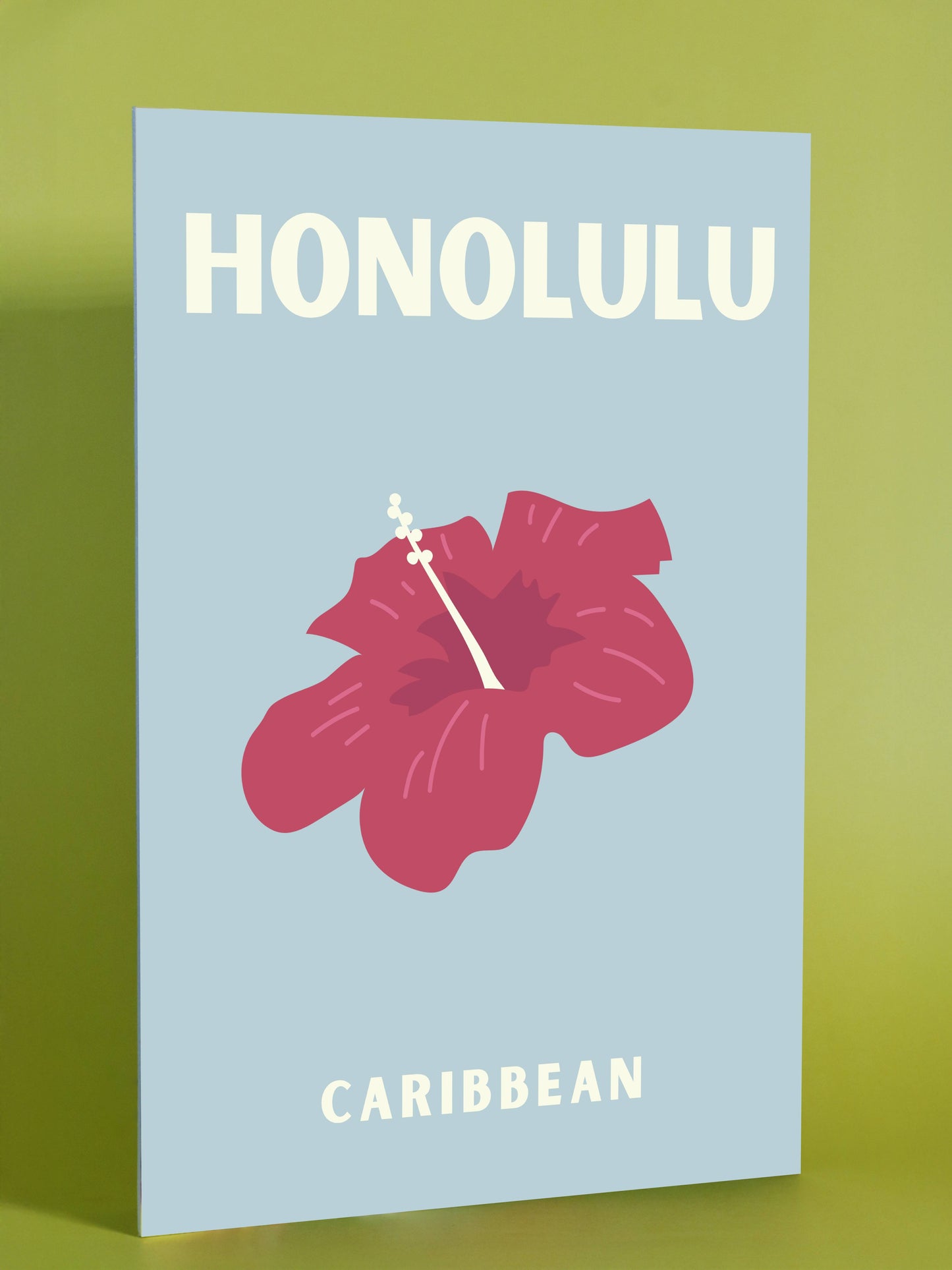 Honolulu Poster – Hibiscus Flower Print, Tropical Caribbean Wall Art
