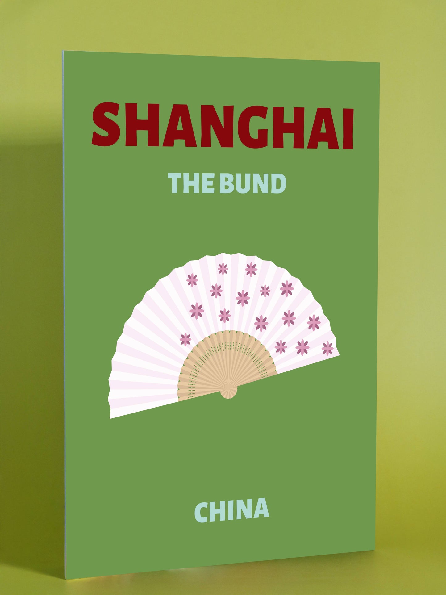 Shanghai Poster – Elegant Fan Art Print, The Bund China Wall Decor