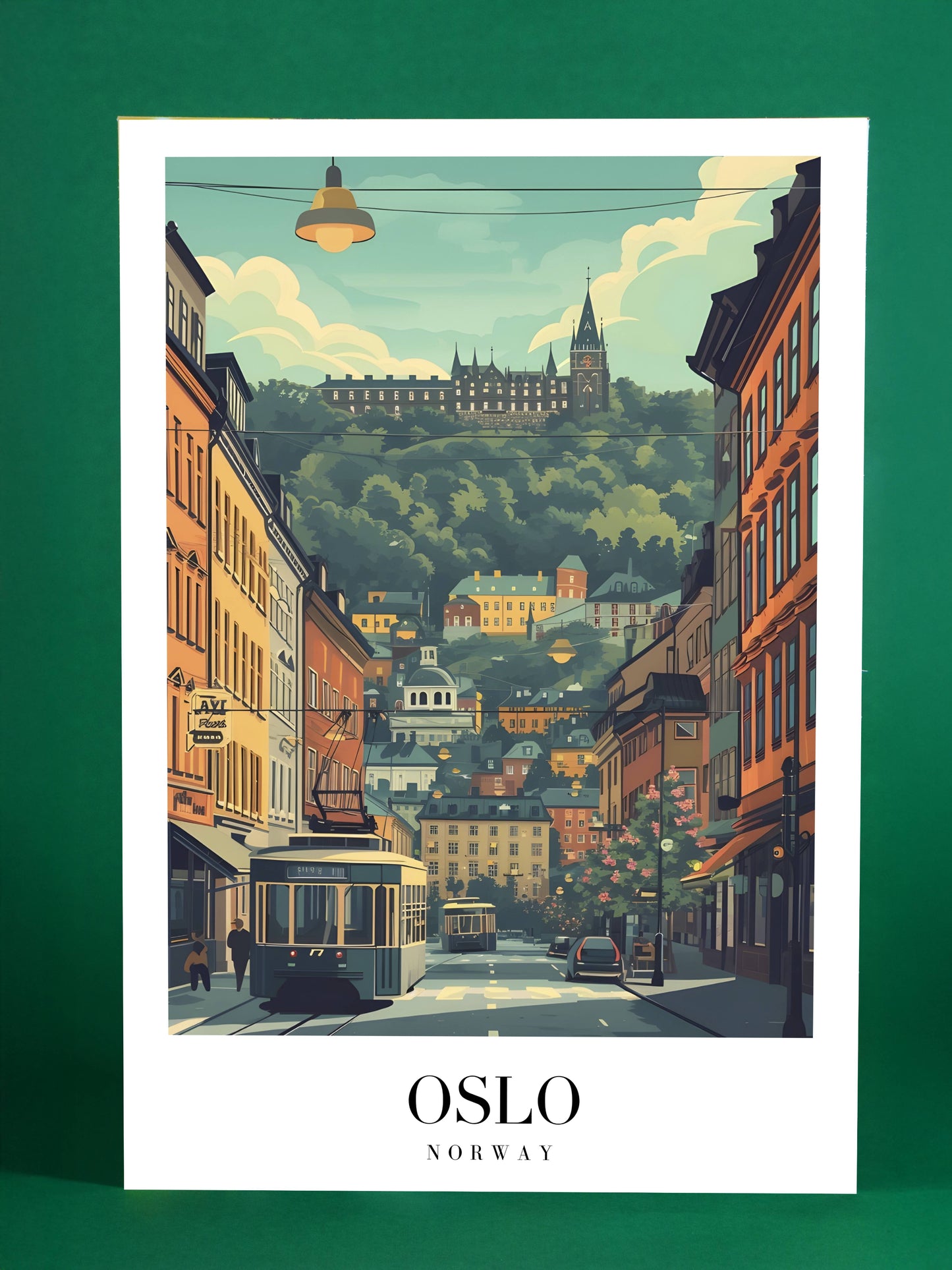 Oslo Cityscape Art Print – Norway Vintage Travel Poster