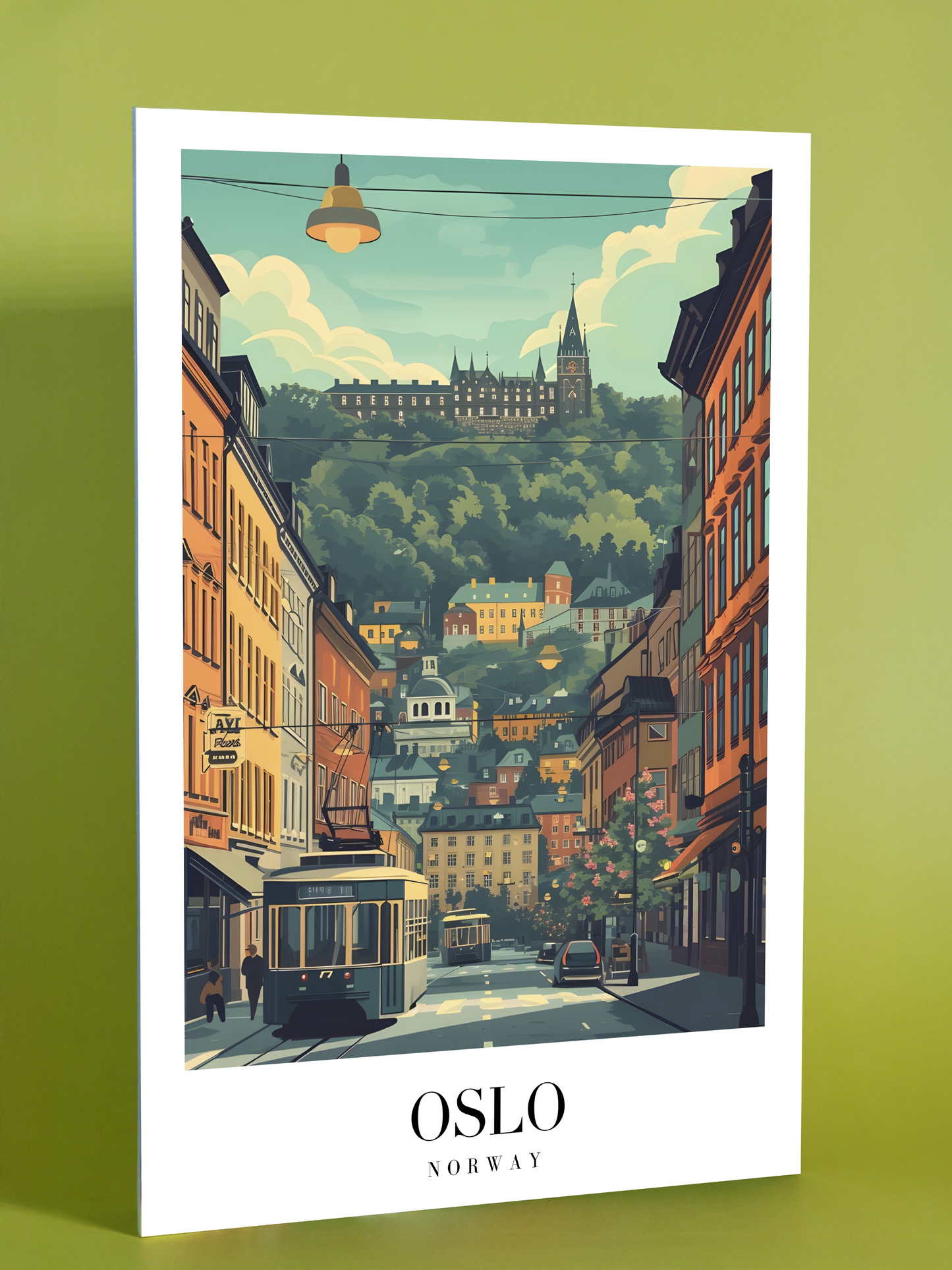 Oslo Cityscape Art Print – Norway Vintage Travel Poster