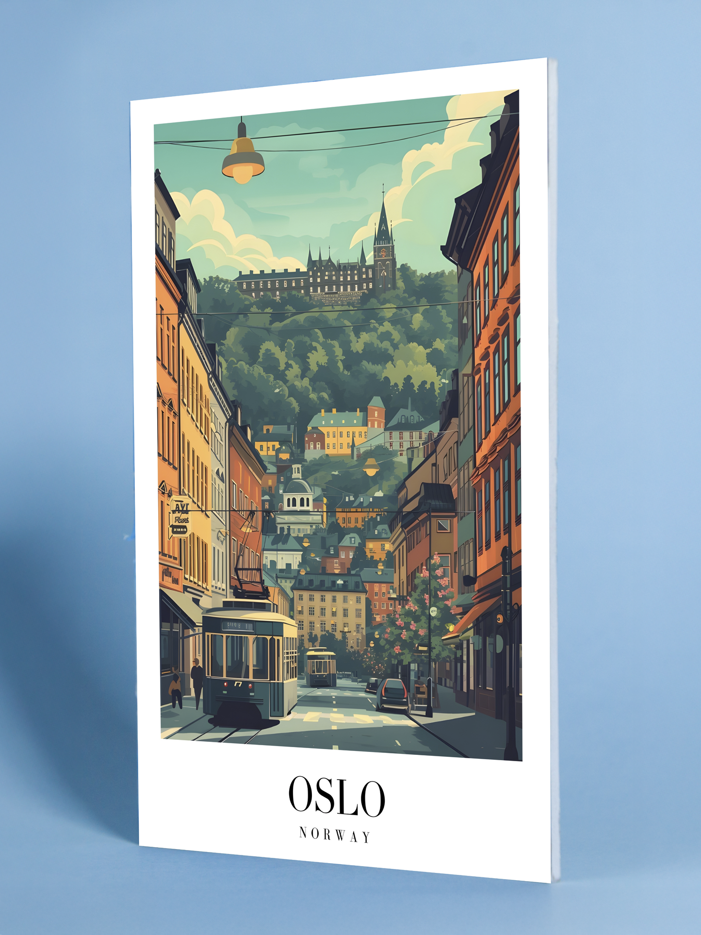 Oslo Cityscape Art Print – Norway Vintage Travel Poster