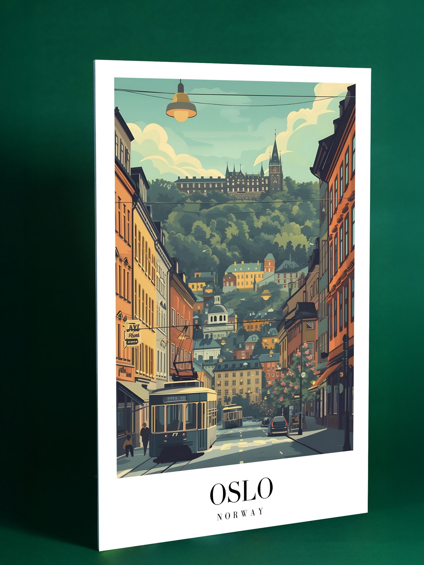 Oslo Cityscape Art Print – Norway Vintage Travel Poster