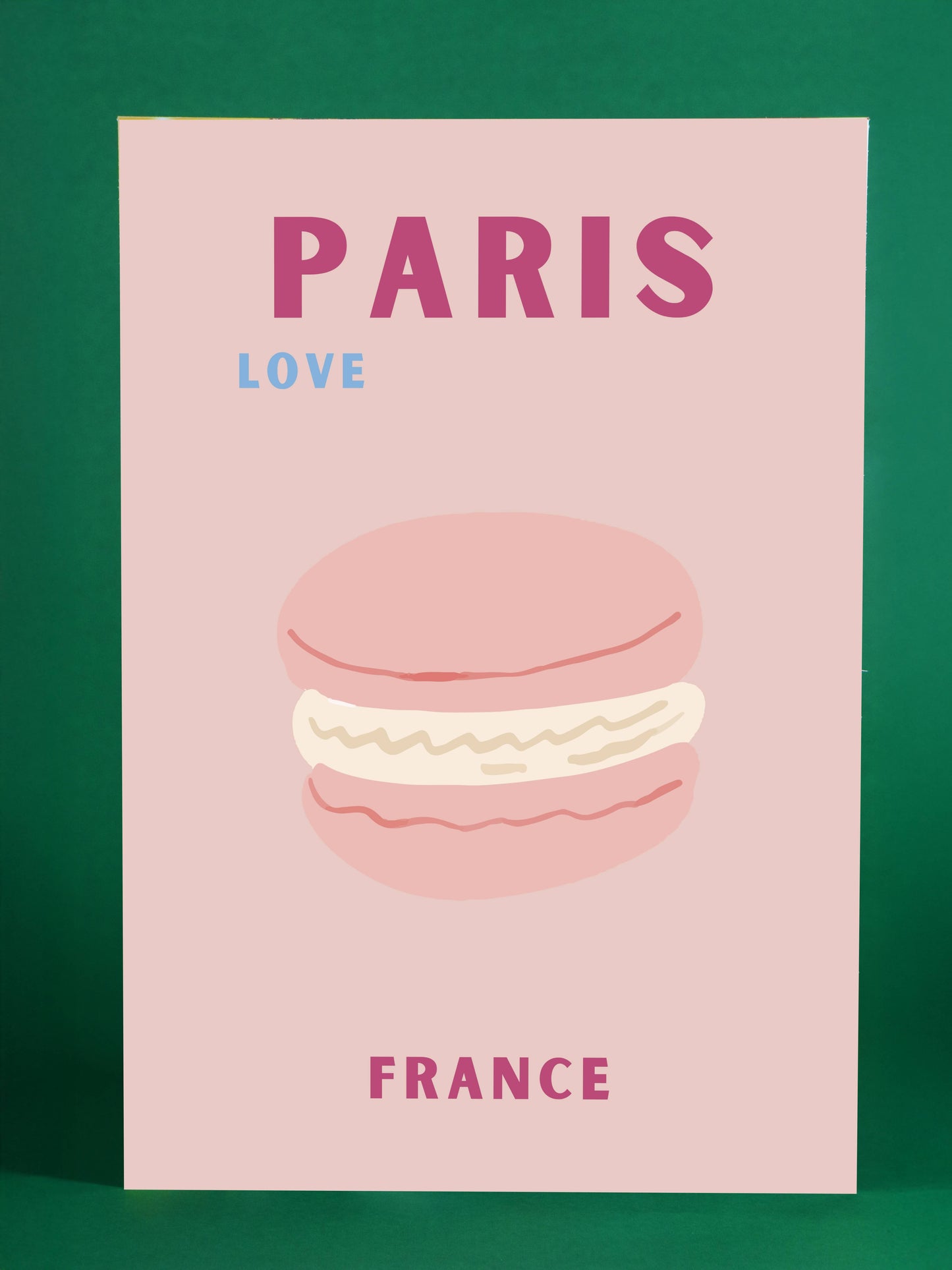 Paris France Love Poster – Macaron Illustration Modern Art