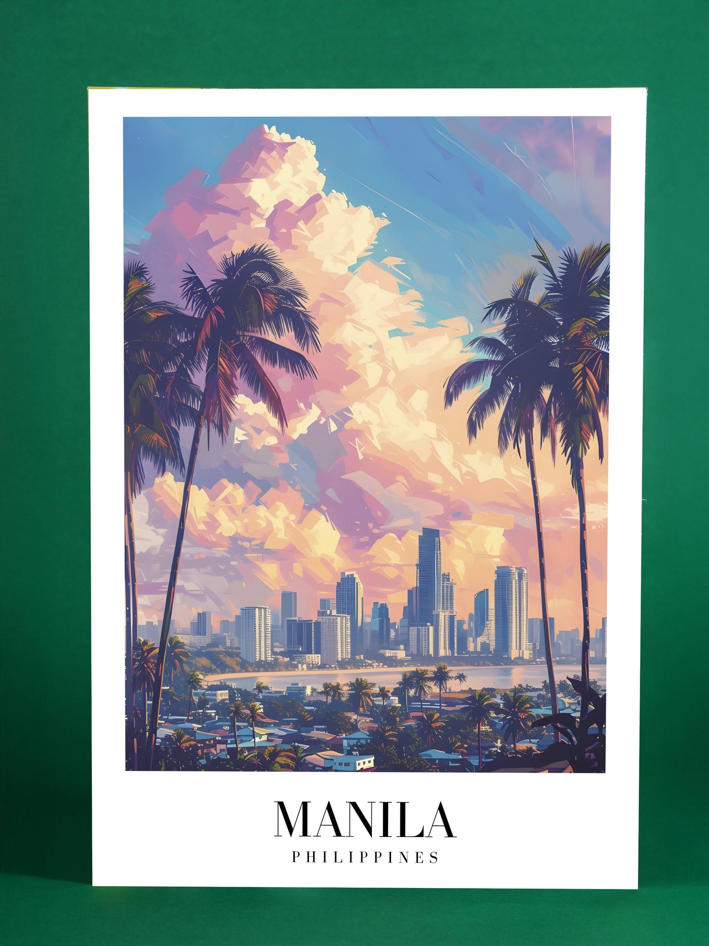 Manila Skyline Art Print – Philippines Tropical Travel Poster