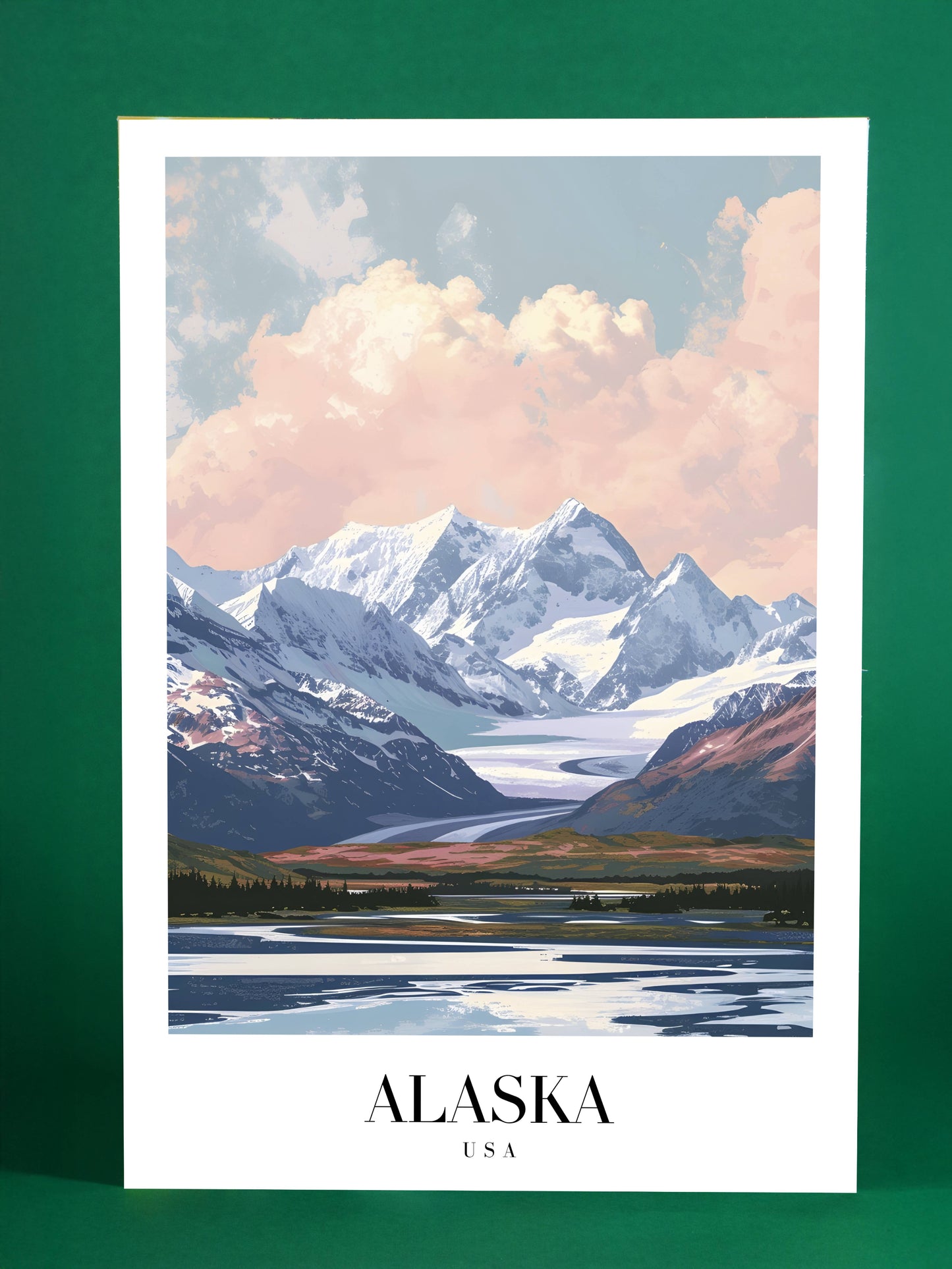 Alaska Landscape Wall Art – Majestic Mountains Nature Print