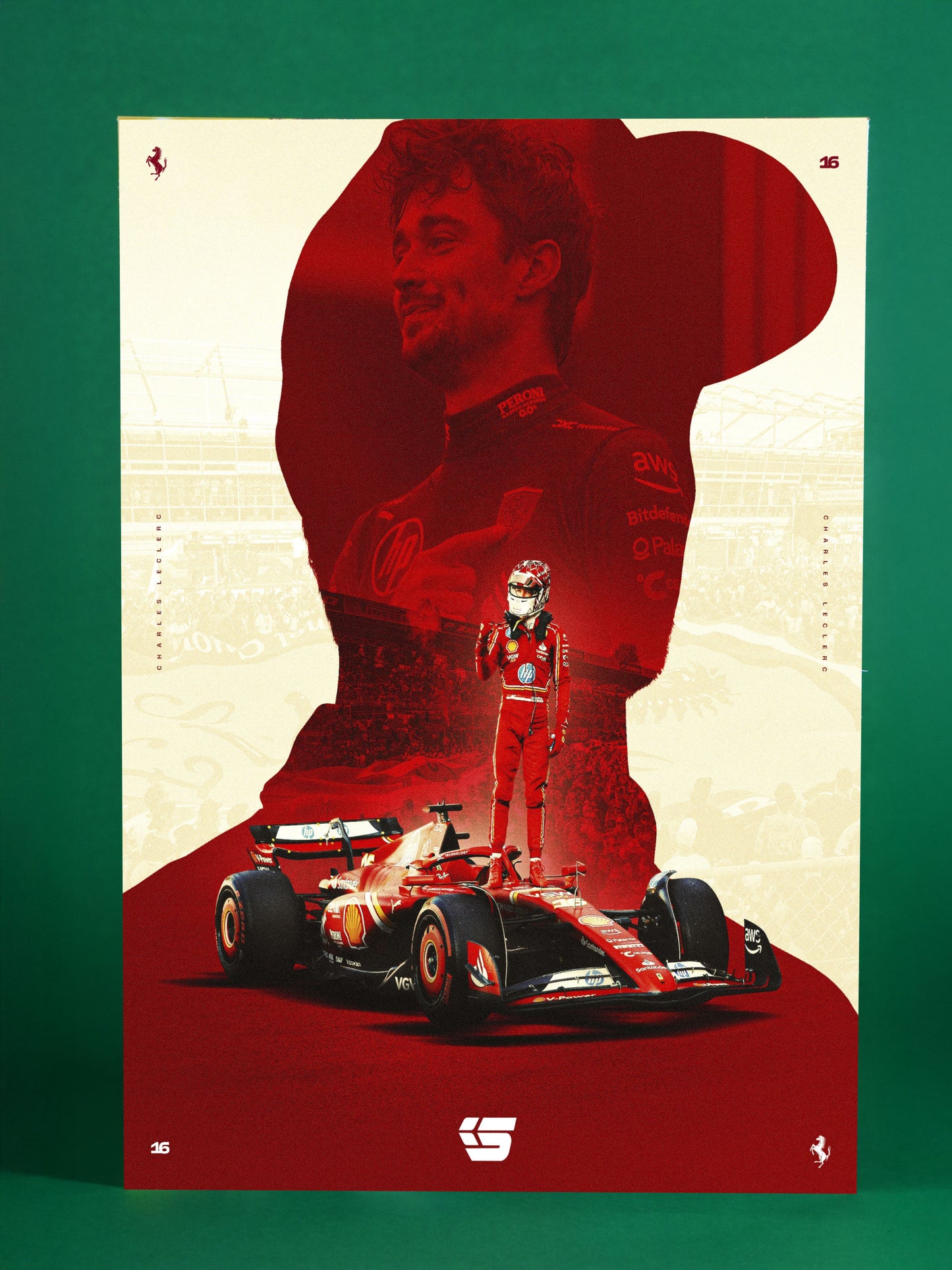 Charles Leclerc Ferrari Art – F1 Car & Driver Silhouette Poster