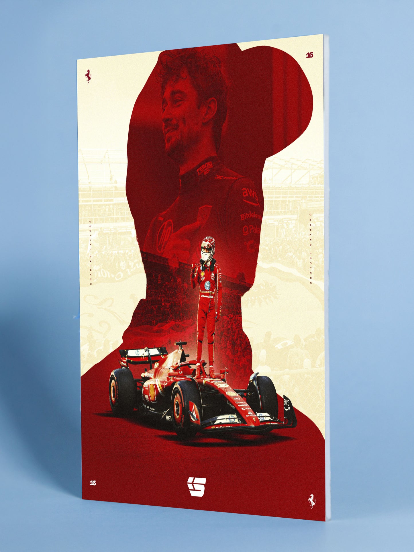 Charles Leclerc Ferrari Art – F1 Car & Driver Silhouette Poster