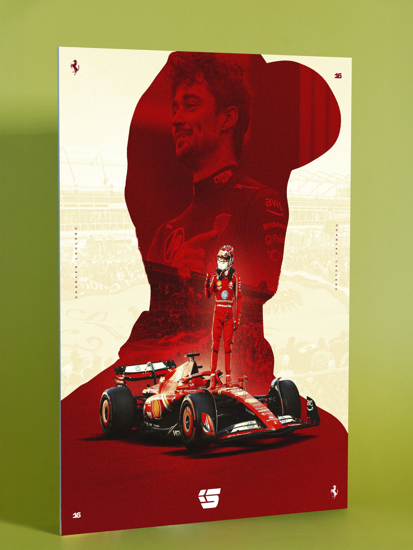 Charles Leclerc Ferrari Art – F1 Car & Driver Silhouette Poster