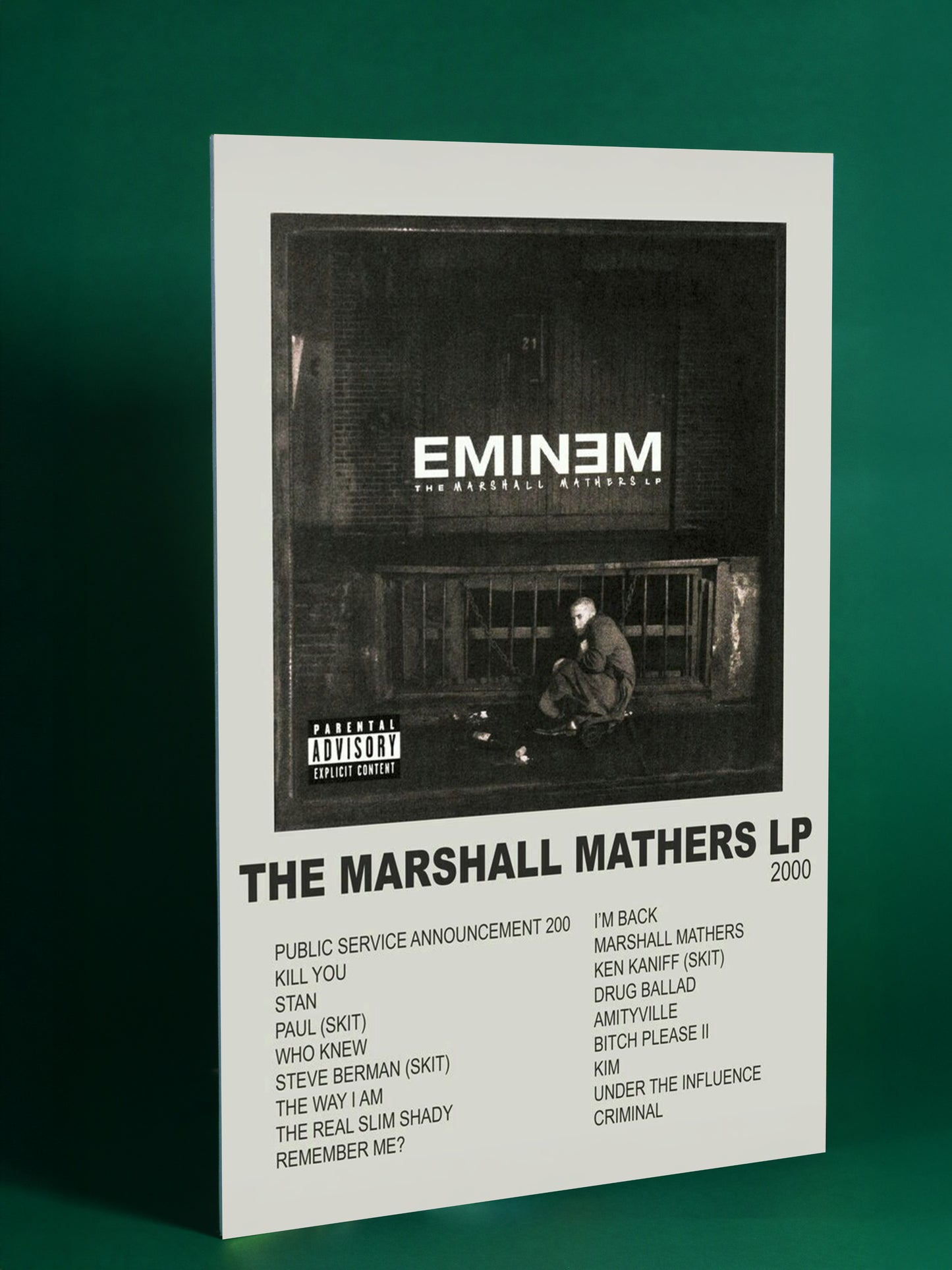 Eminem – The Marshall Mathers LP Minimalist Tracklist Poster