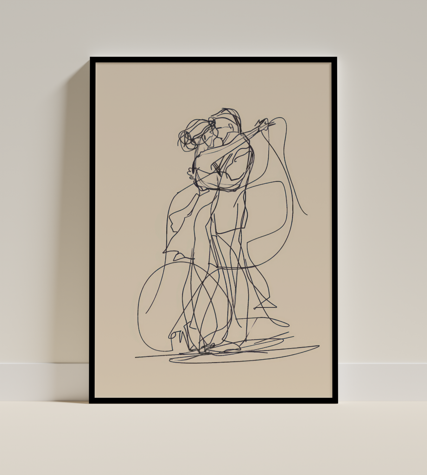 Embrace in Motion – Romantic Couples Contour Drawing