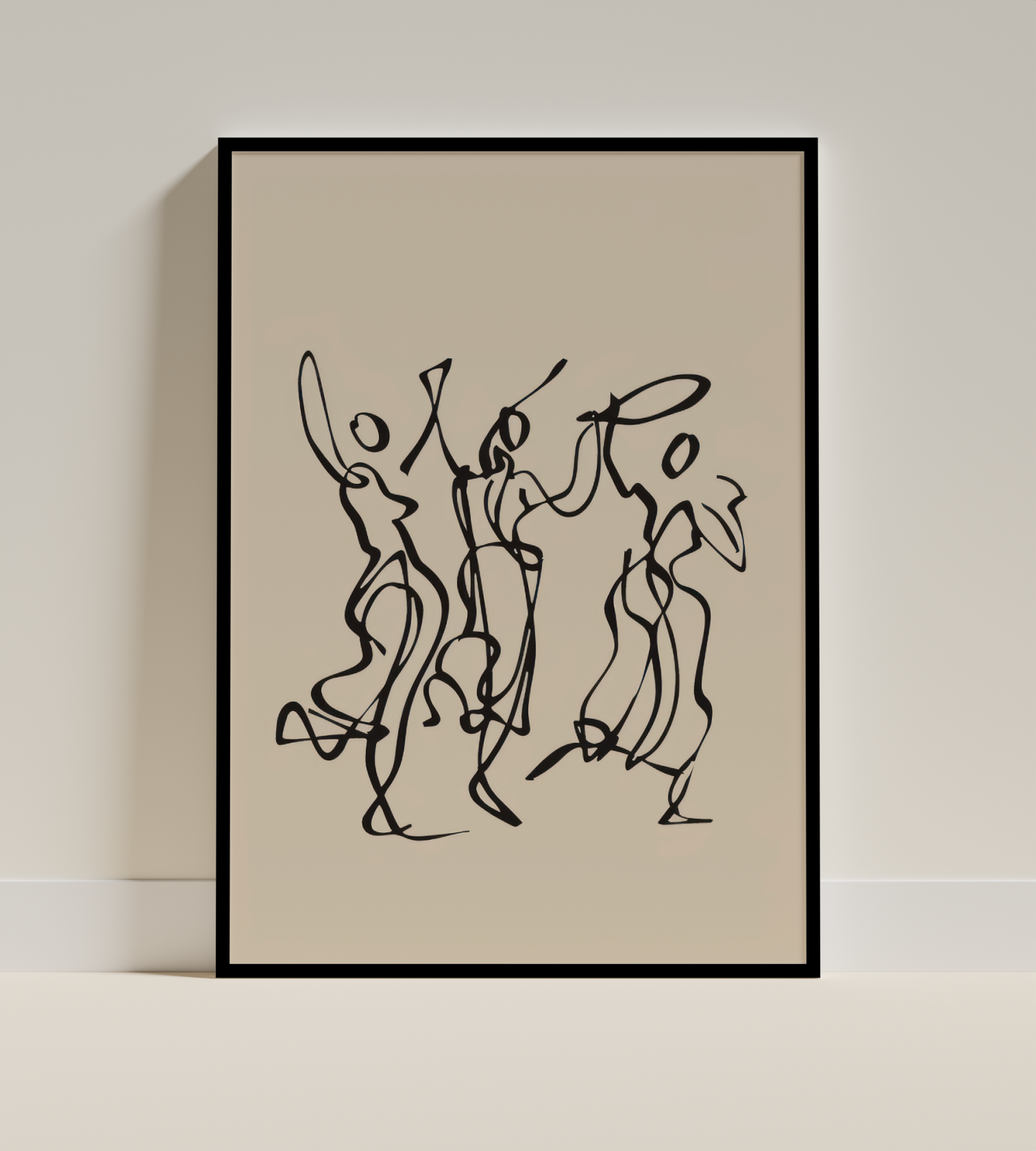 Joyful Expression – Dancing Figures Line Art Print