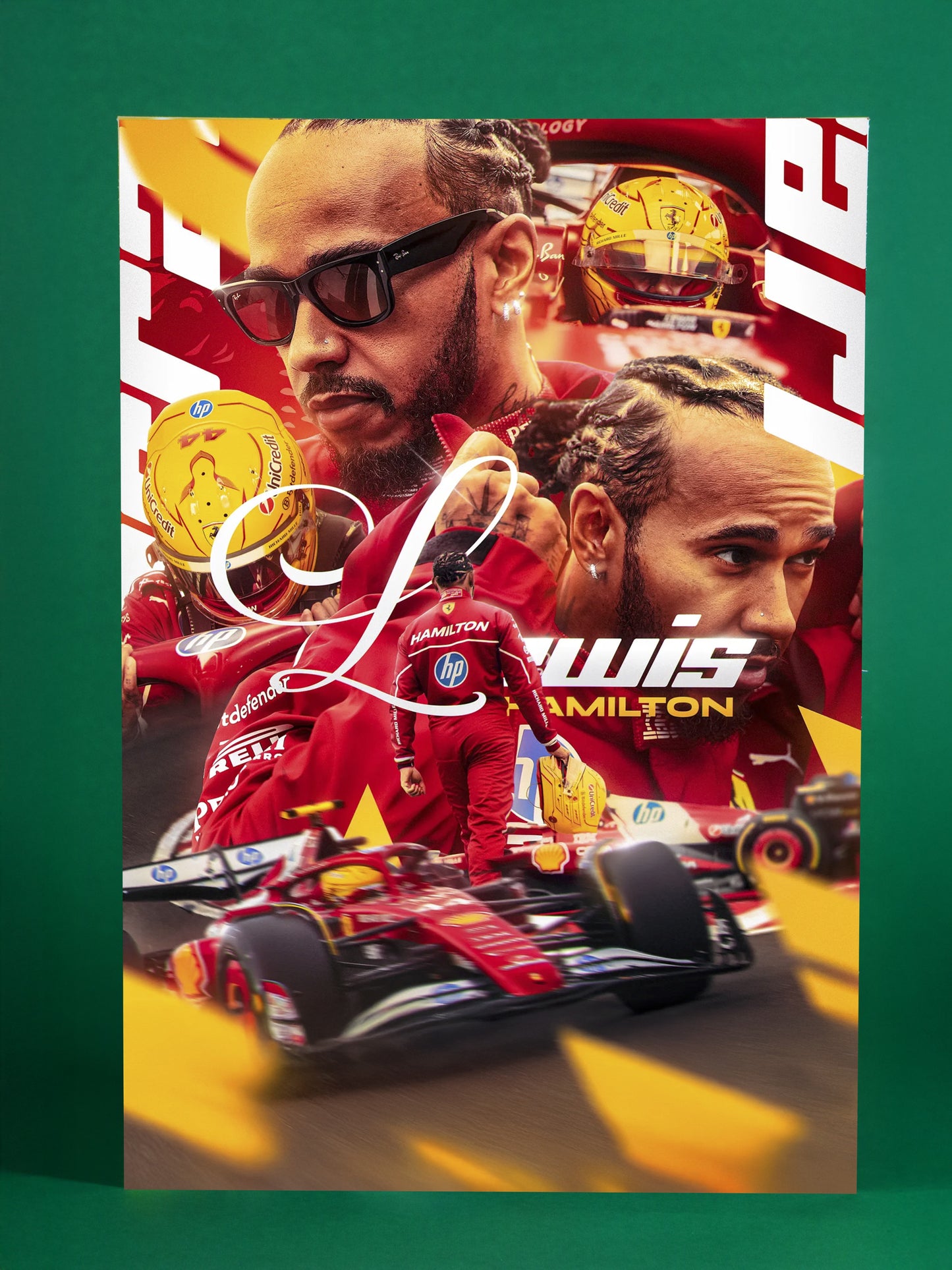 Lewis Hamilton – Ferrari Tribute Racing Poster