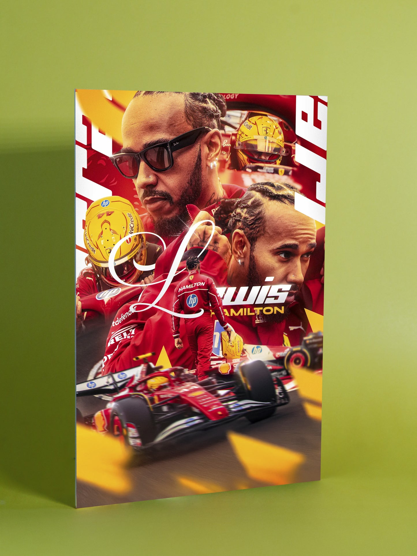 Lewis Hamilton – Ferrari Tribute Racing Poster