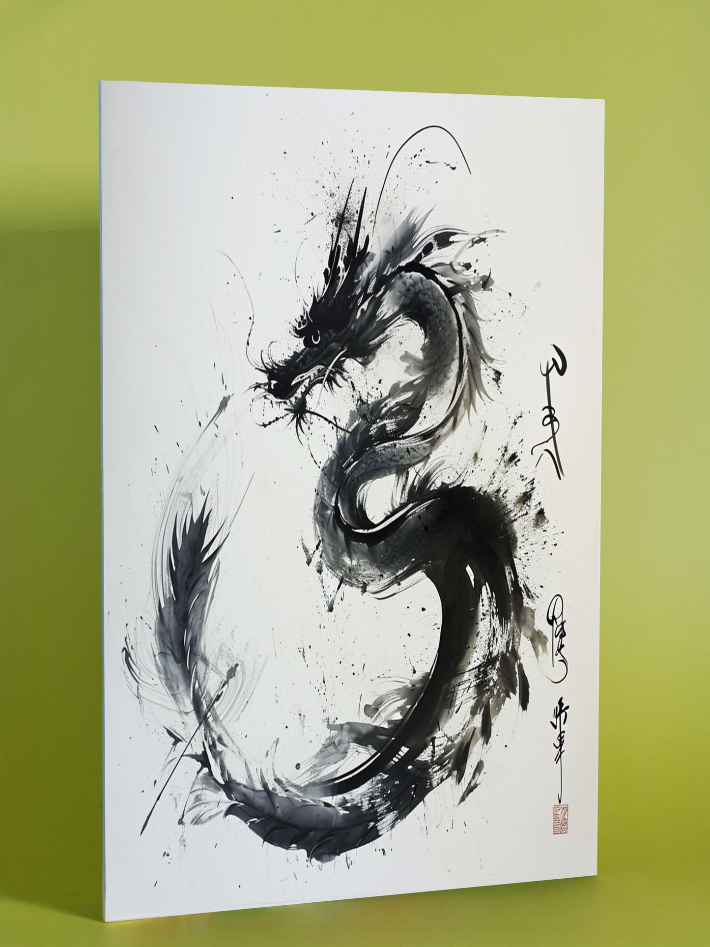 Japanese Dragon Ink Painting – Sumi-e Style Wall Print
