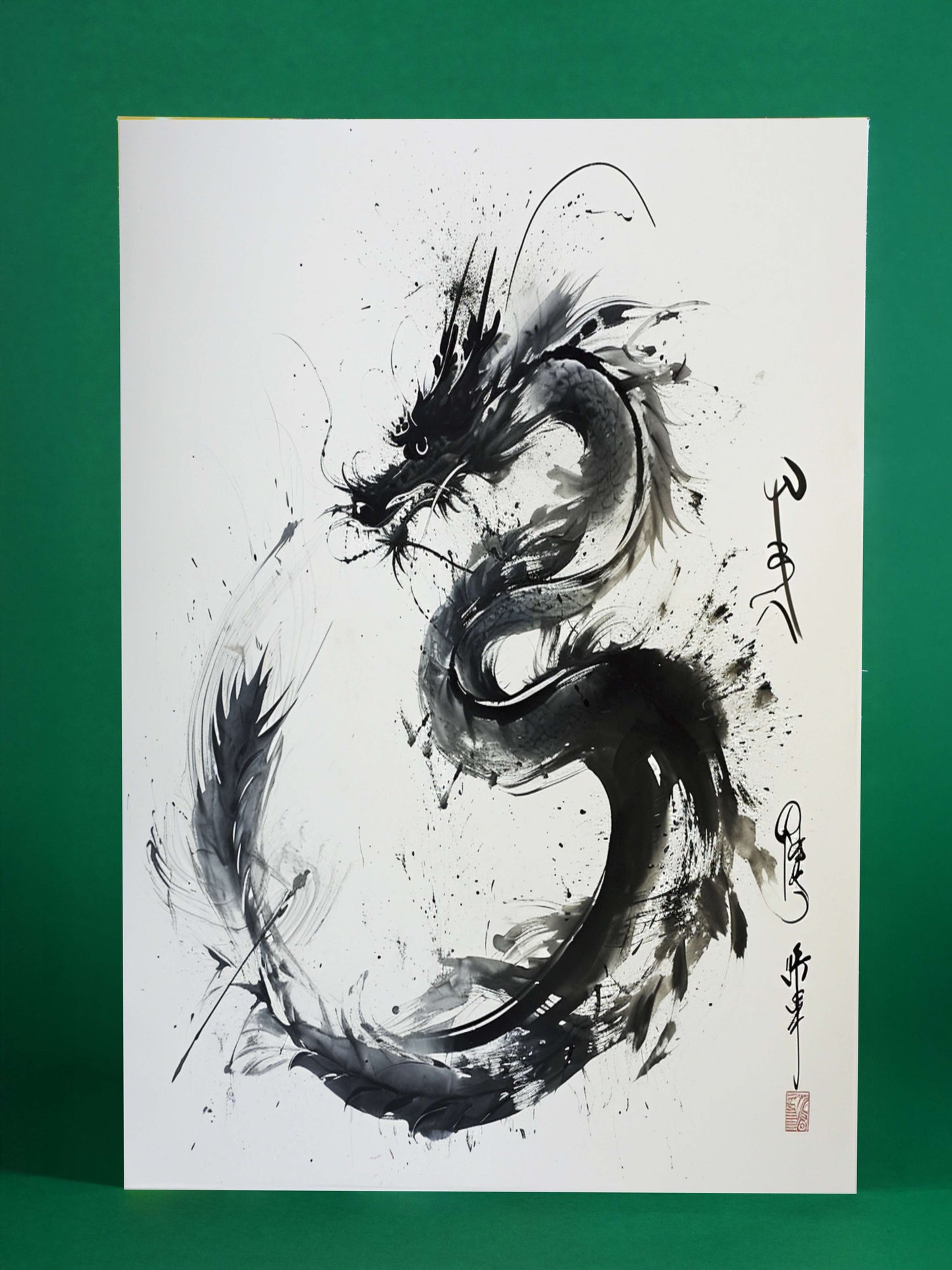 Japanese Dragon Ink Painting – Sumi-e Style Wall Print