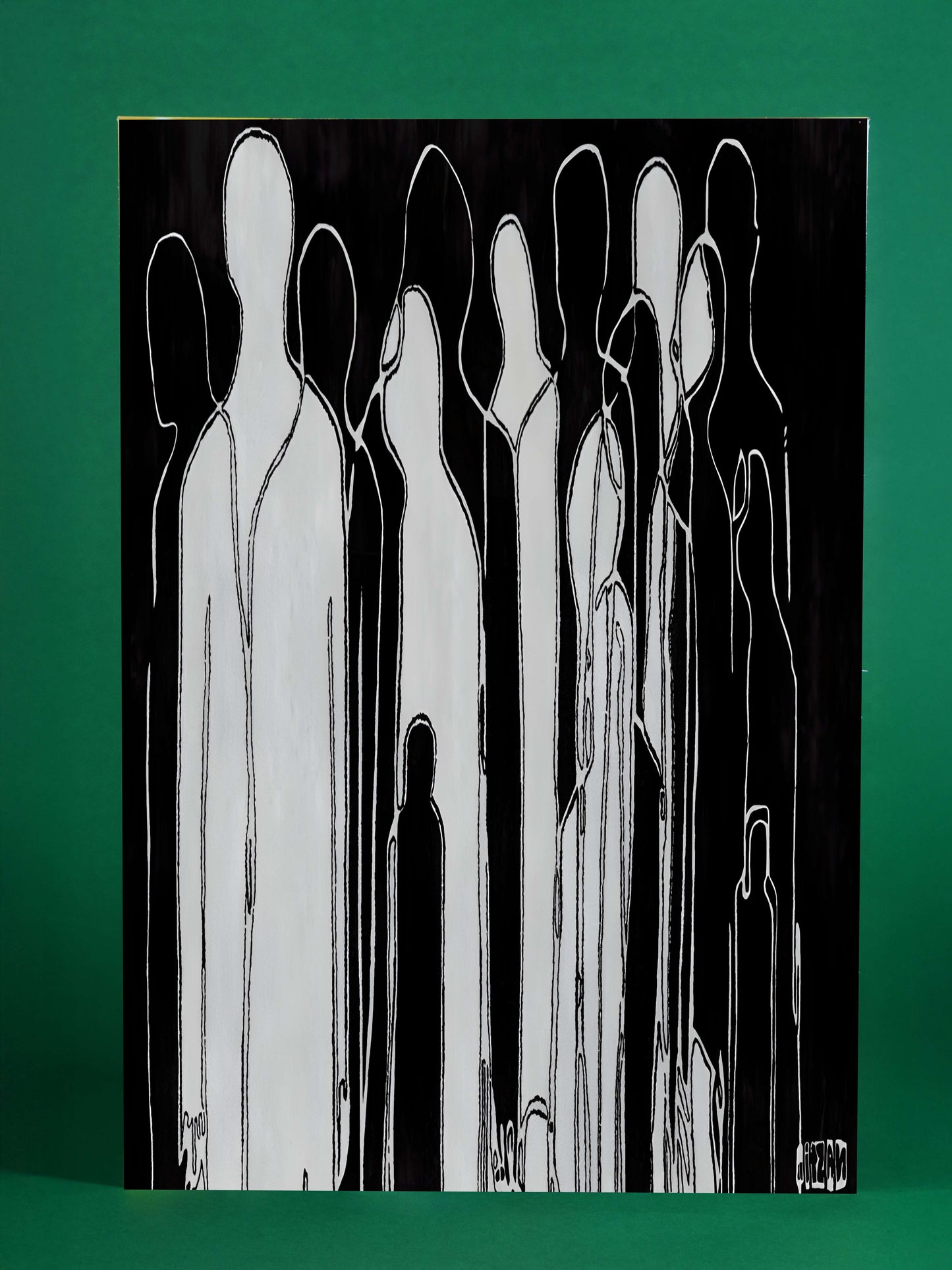 Contemporary Silhouette Abstract – Monochrome Crowd