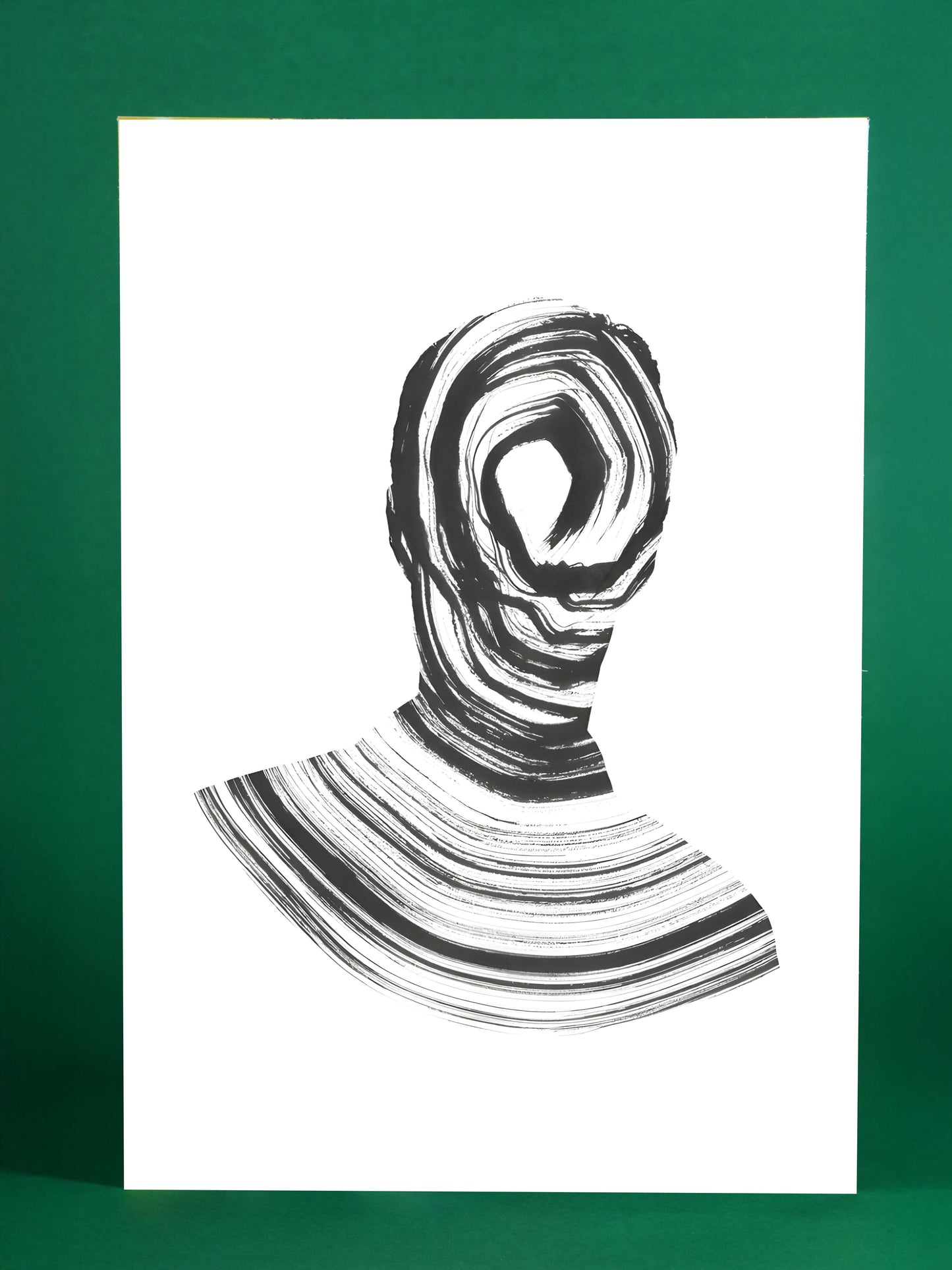 Abstract Monochrome Portrait – Modern Minimalist Line Art
