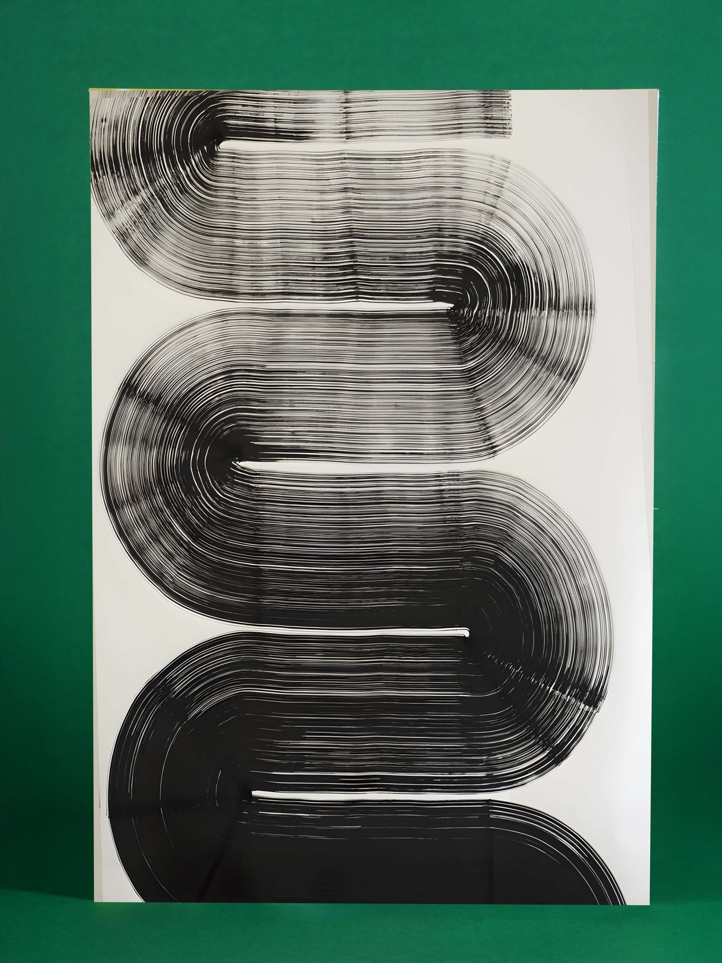 Monochrome Motion: Minimalist Black Swirl Art Print