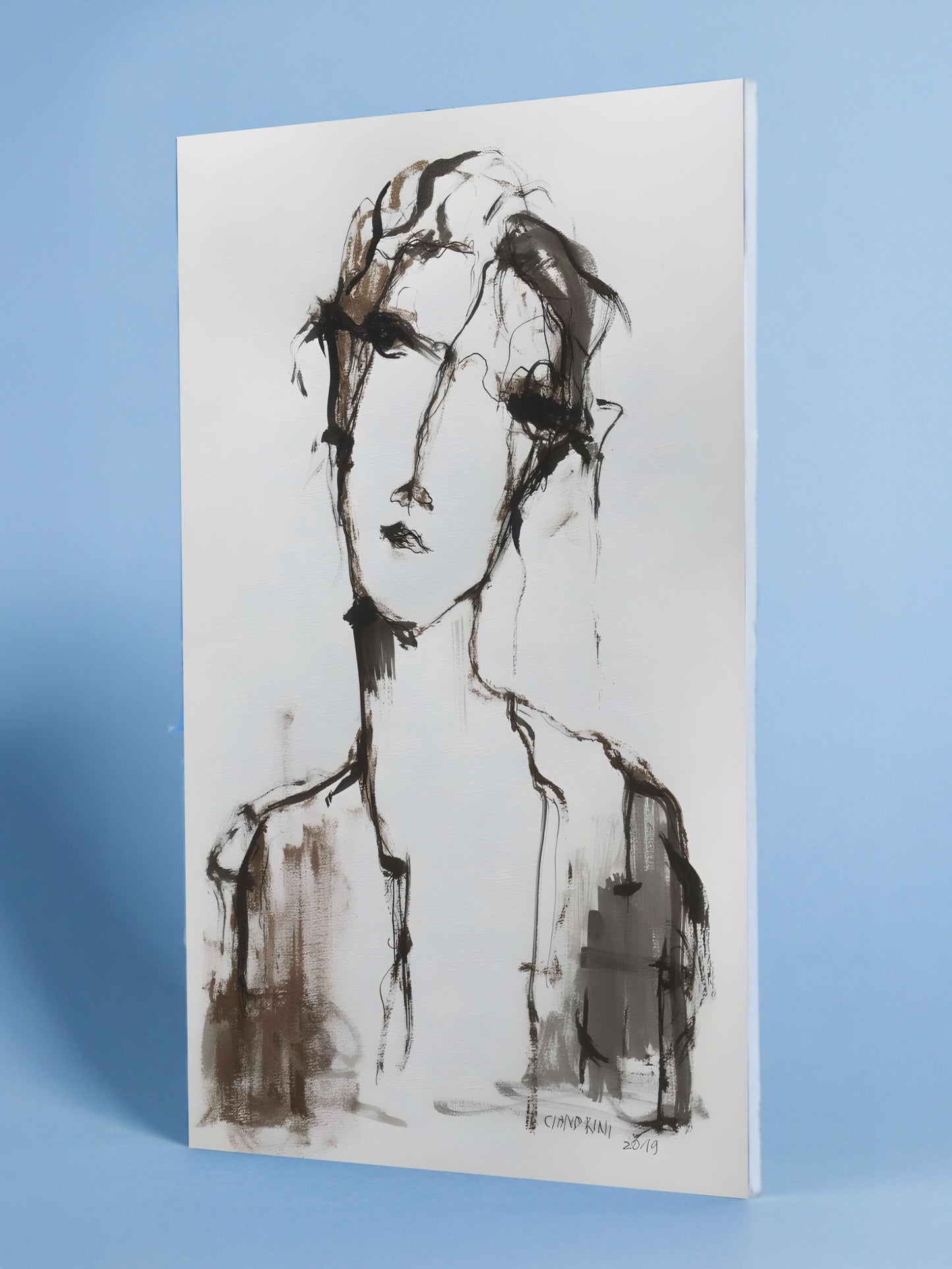 Thoughtful Muse: Minimalist Portrait Sketch Art Print