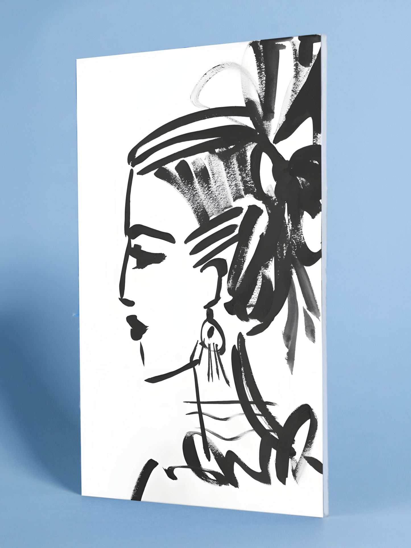 Fashion Ink Portrait – Elegant Woman Brushstroke Wall Art