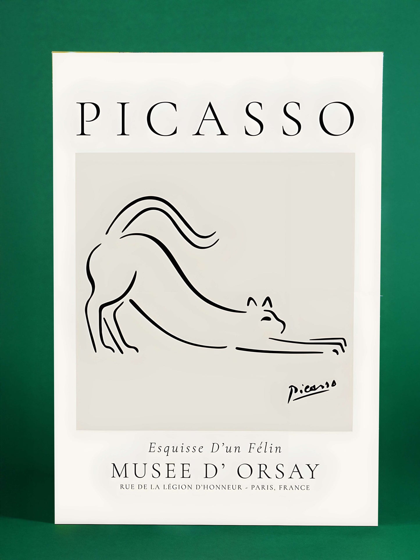 Picasso-Inspired Cat Sketch Art Poster