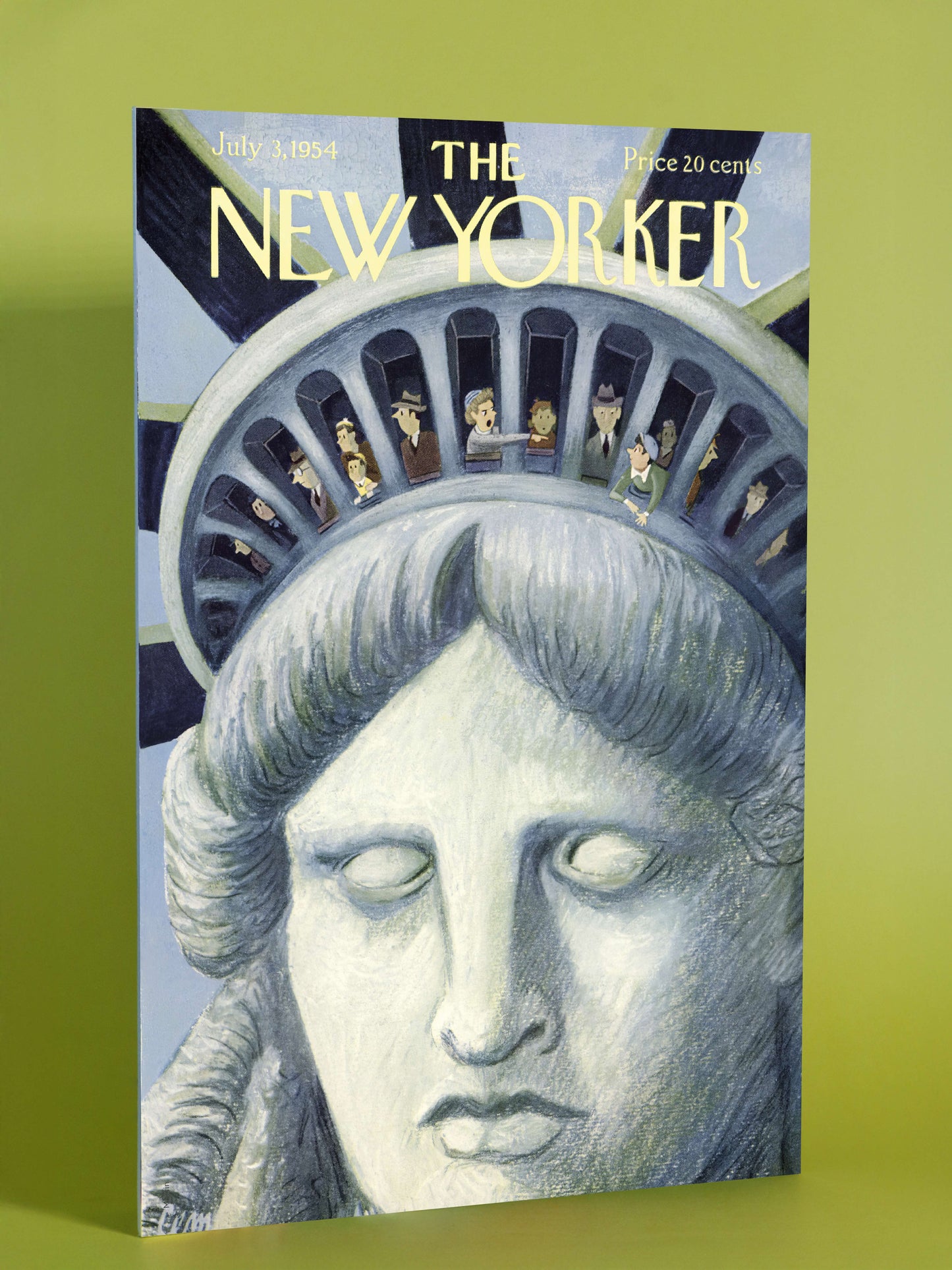 Statue of Liberty Crown Visitors – Vintage New Yorker Cover Print, July 3, 1954