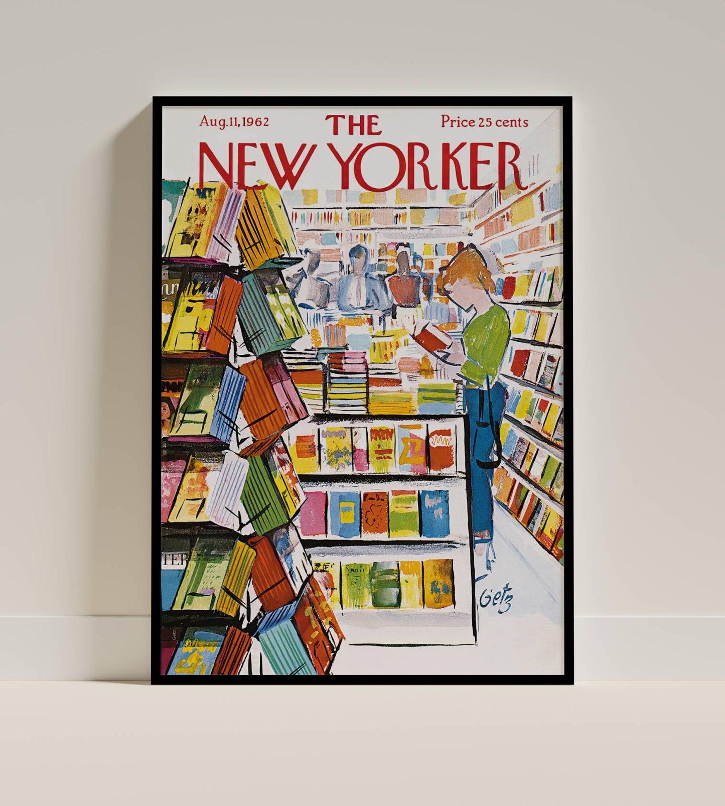 Vintage Bookstore Art Print – The New Yorker Cover, August 11, 1962