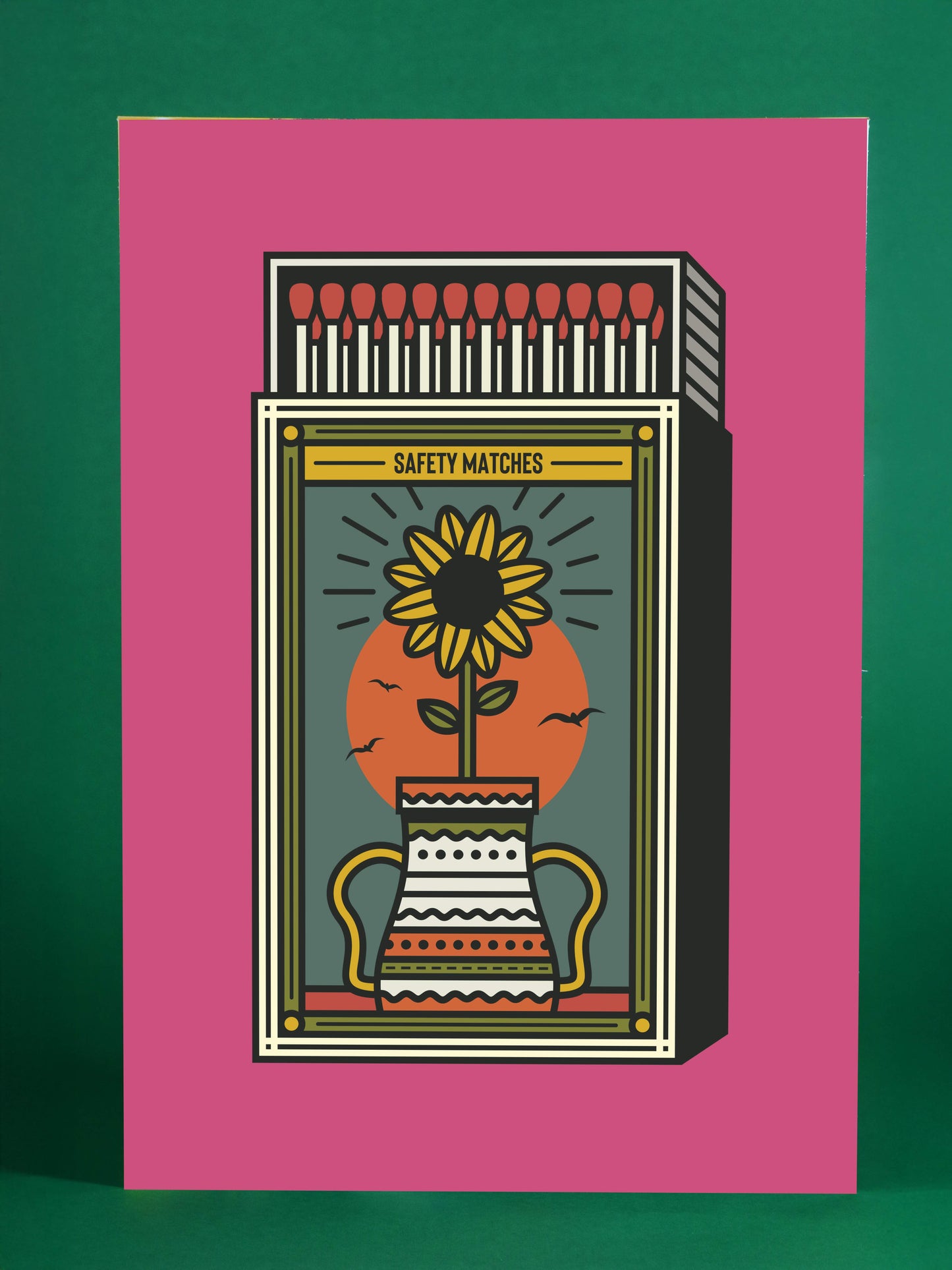 Sunflower Matchbox Art Print