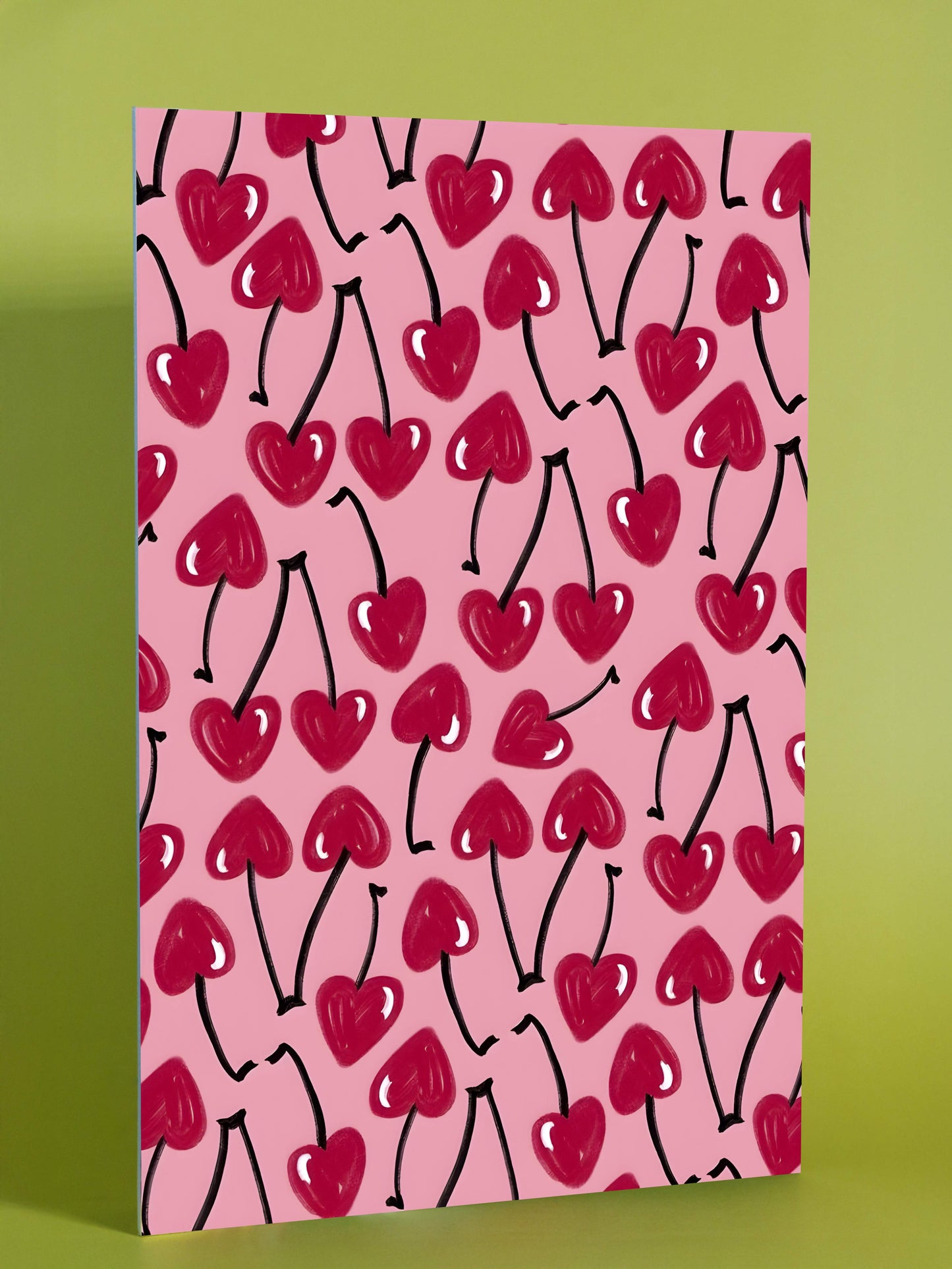 Heart Cherry Pattern Poster – Vibrant Pink Wall Art