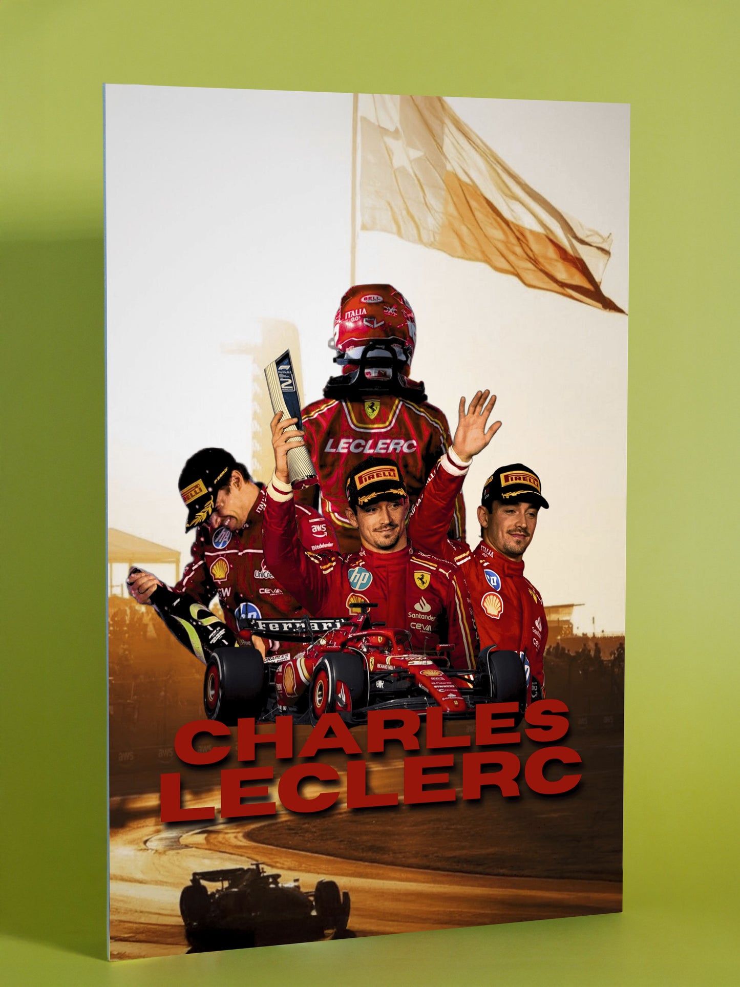 Charles Leclerc Ferrari F1 Celebration Poster