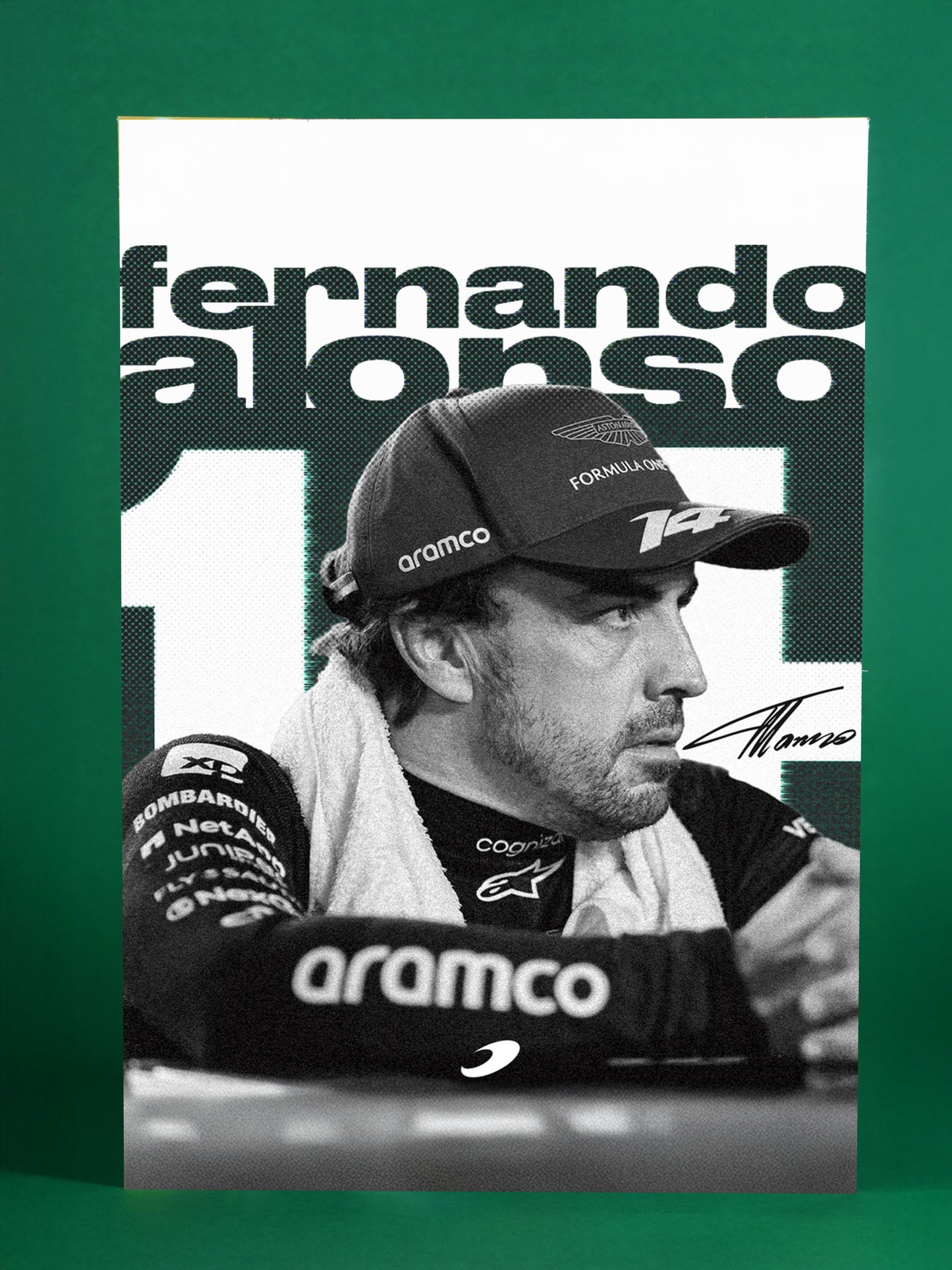 Fernando Alonso Aston Martin Formula 1 Poster