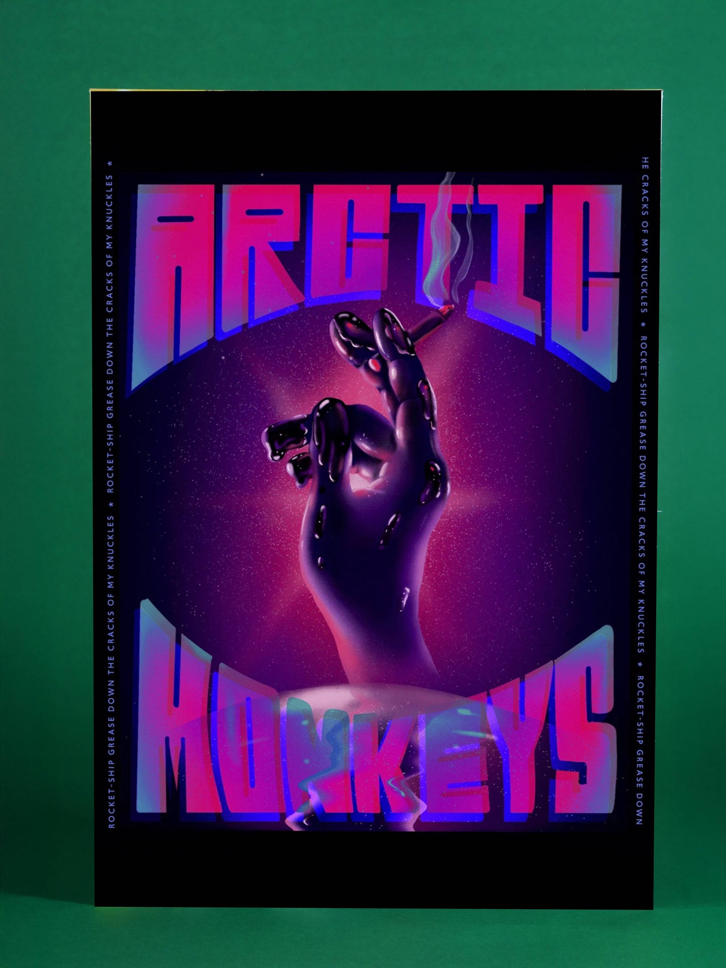 Arctic Monkeys neon hand art poster