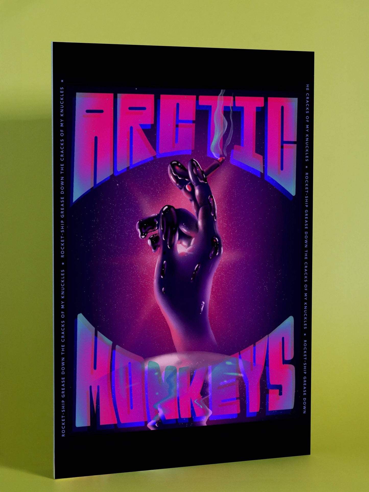 Arctic Monkeys neon hand art poster