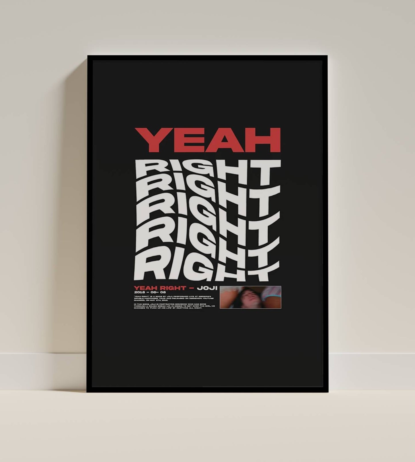 Yeah Right - Joji lyric art print