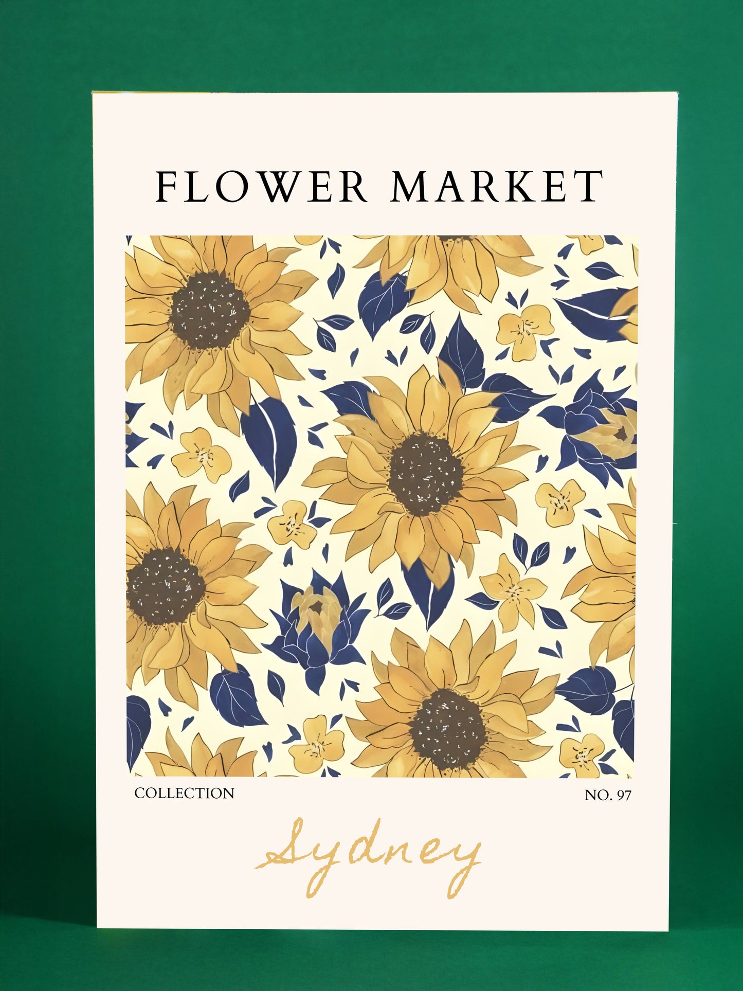 Sydney Flower Market Poster – Sunflower & Blue Floral