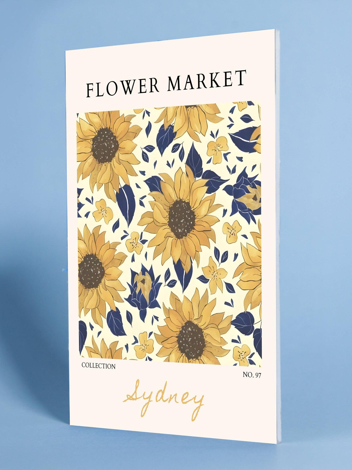 Sydney Flower Market Poster – Sunflower & Blue Floral