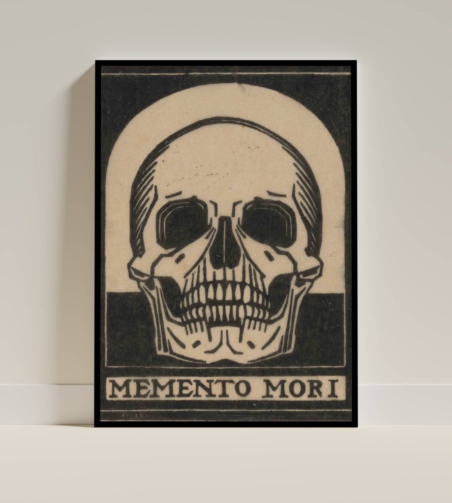 Memento Mori Skull – Minimalist Black & White Art Print