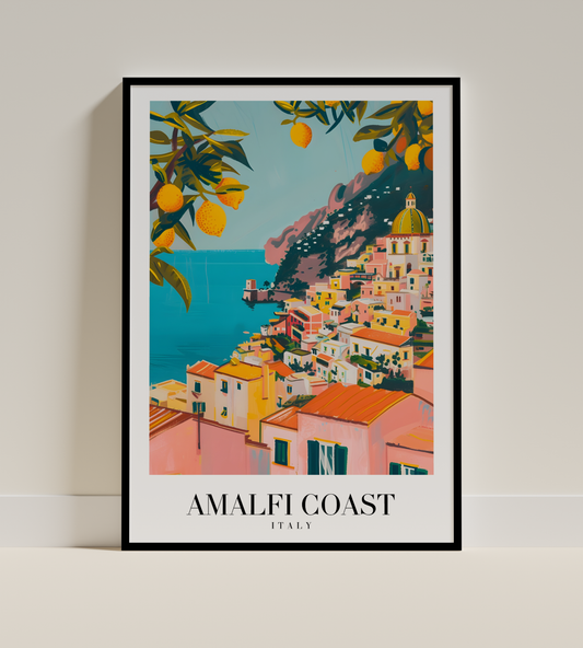 Amalfi Coast Italy Art Print – Mediterranean Seaside Poster