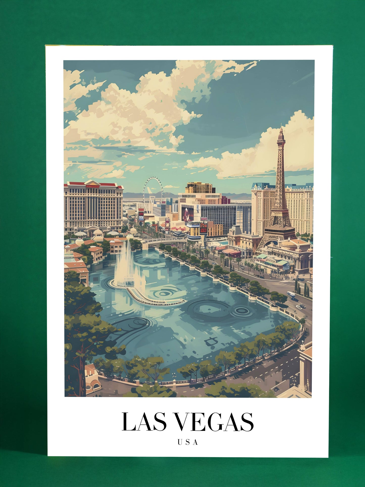 Las Vegas Skyline Art Print – USA Retro City Poster