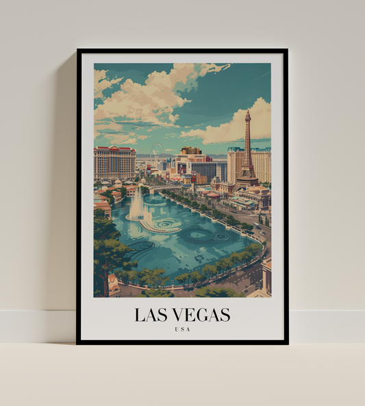 Las Vegas Skyline Art Print – USA Retro City Poster