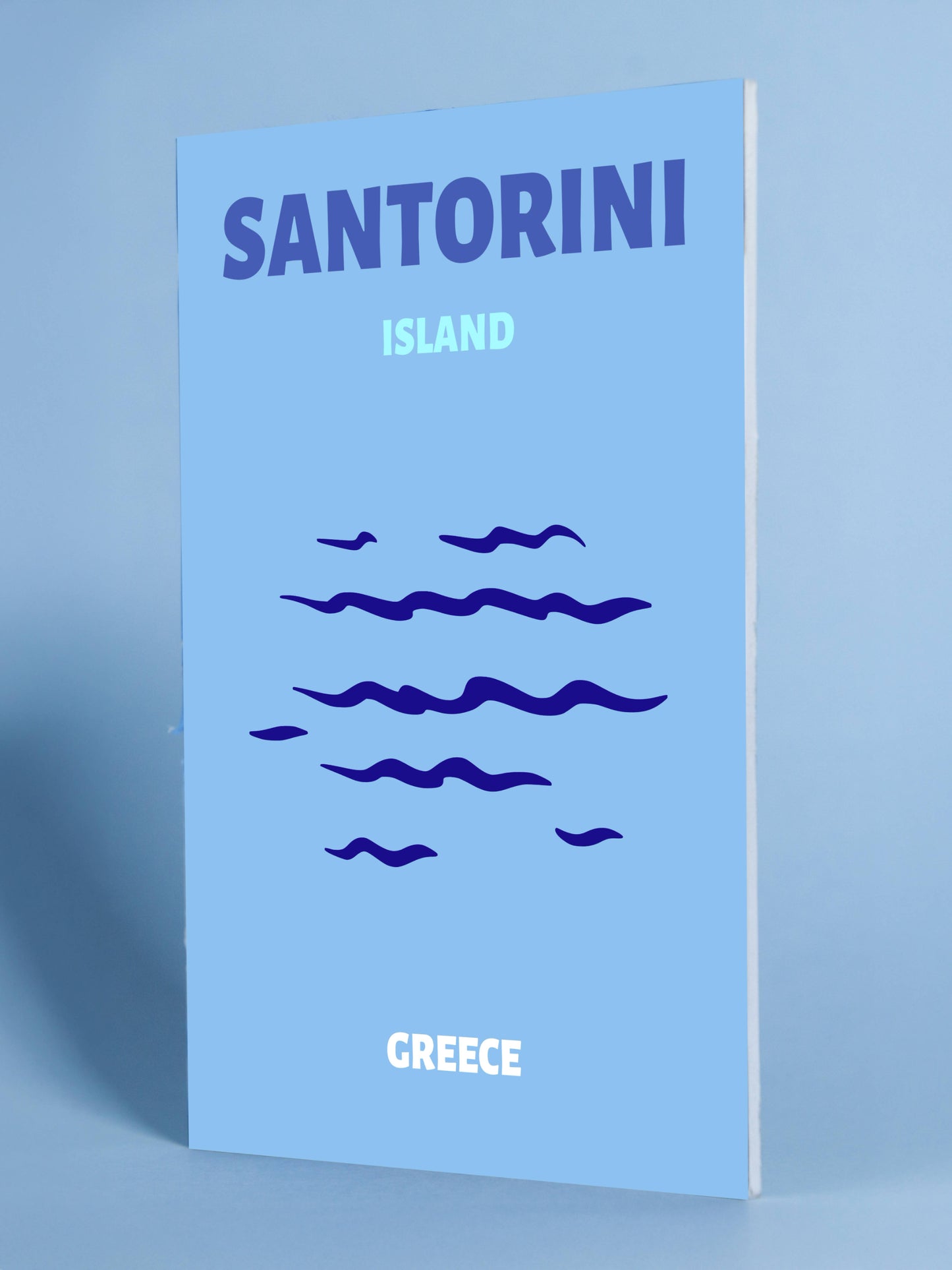 Santorini Island Poster - Minimalist Blue Waves Art, Greece