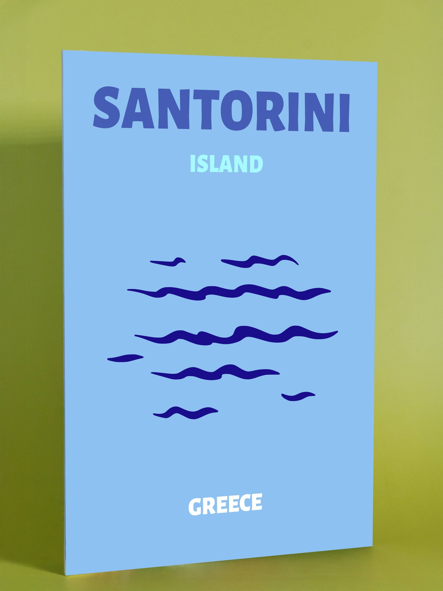 Santorini Island Poster - Minimalist Blue Waves Art, Greece