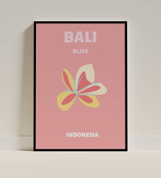 Bali Bliss Floral Poster – Indonesia Travel Art