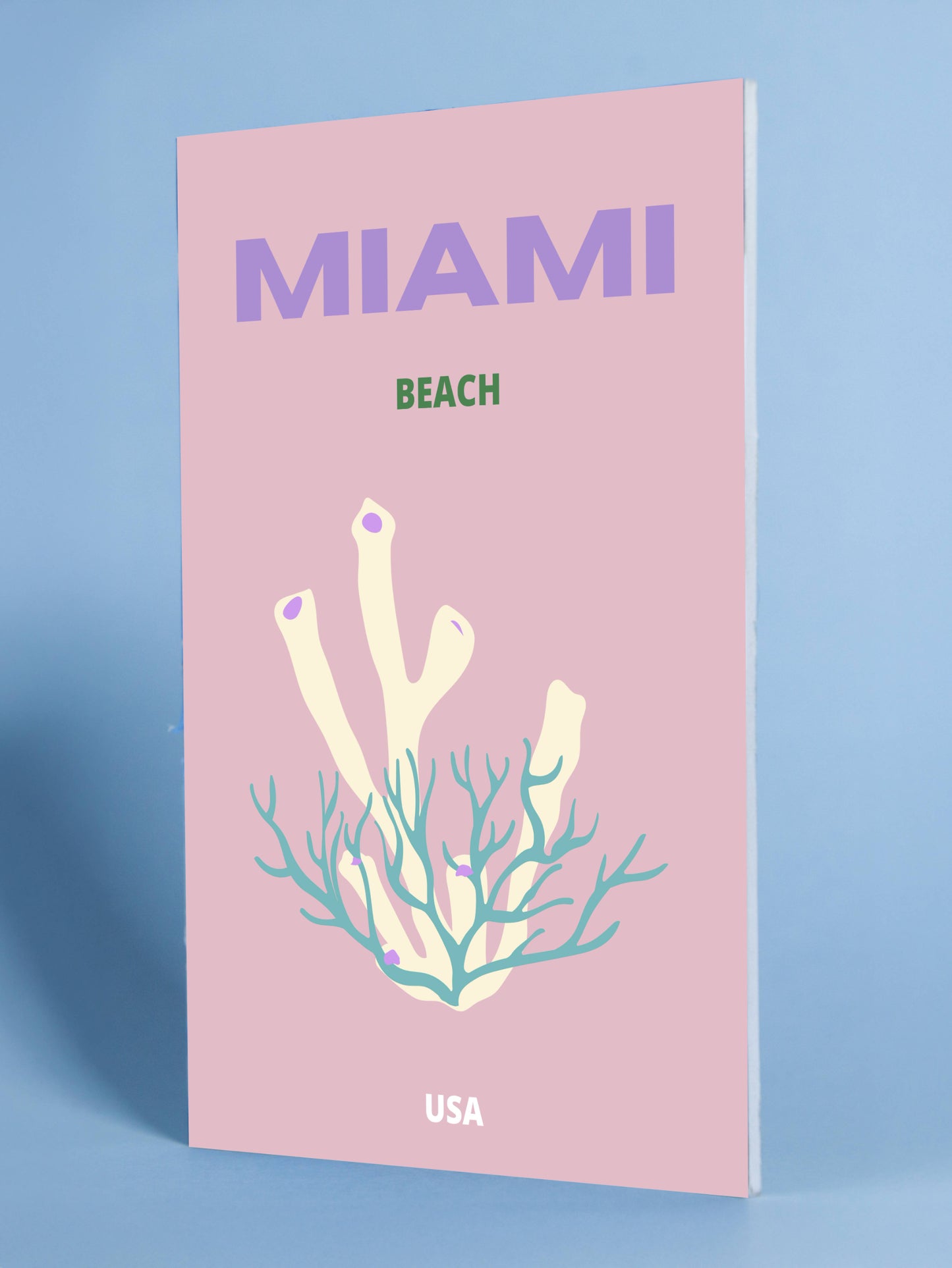 Miami Beach Poster - Modern Coral Art, USA